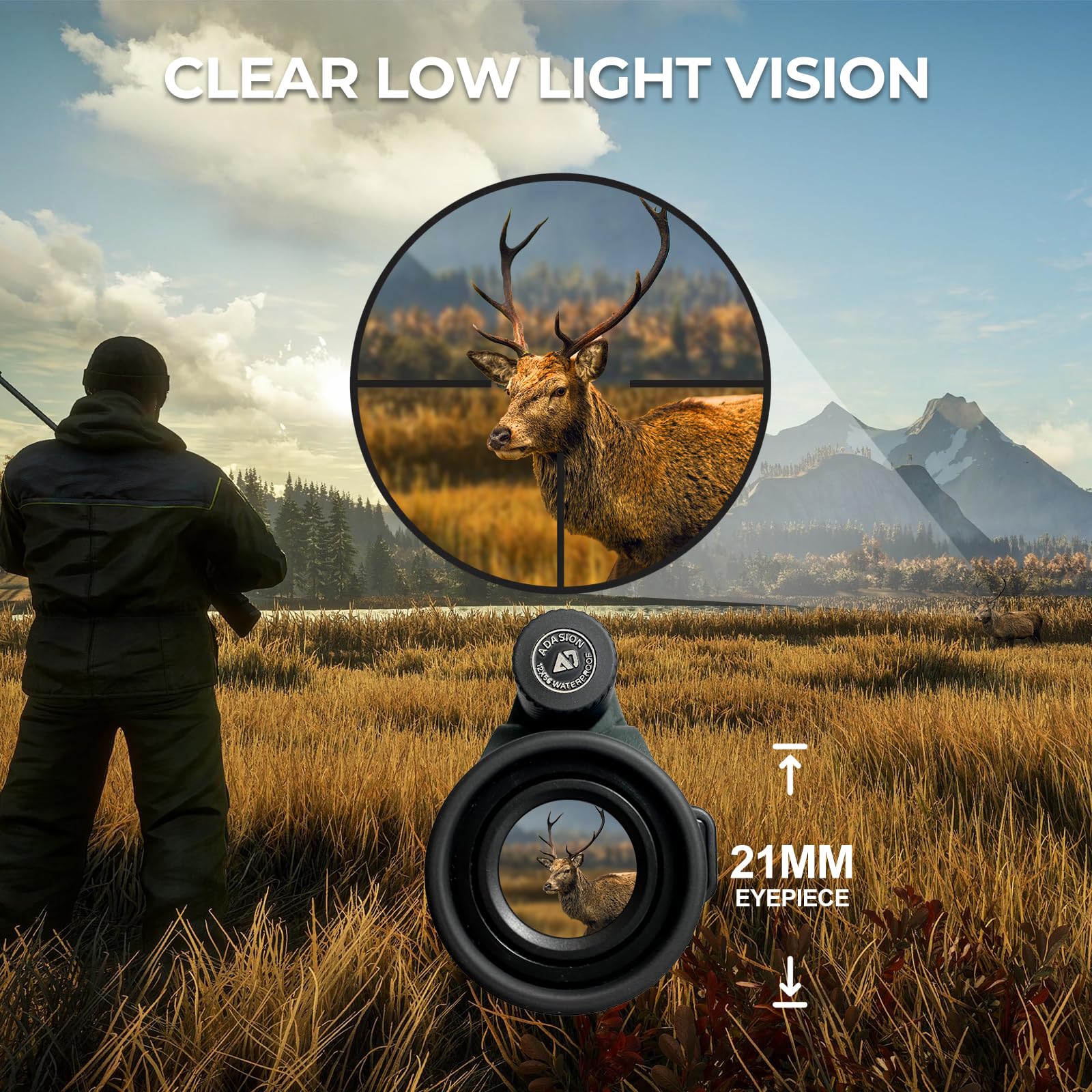 Adasion 12X42 Hd Binocular(1Pack) And 12X56 Hd Monocular(1Pack) With Universal Phone Adapter - High Power With Super Bright And Large For Bird Watching Hunting Outdoor Sports Travel