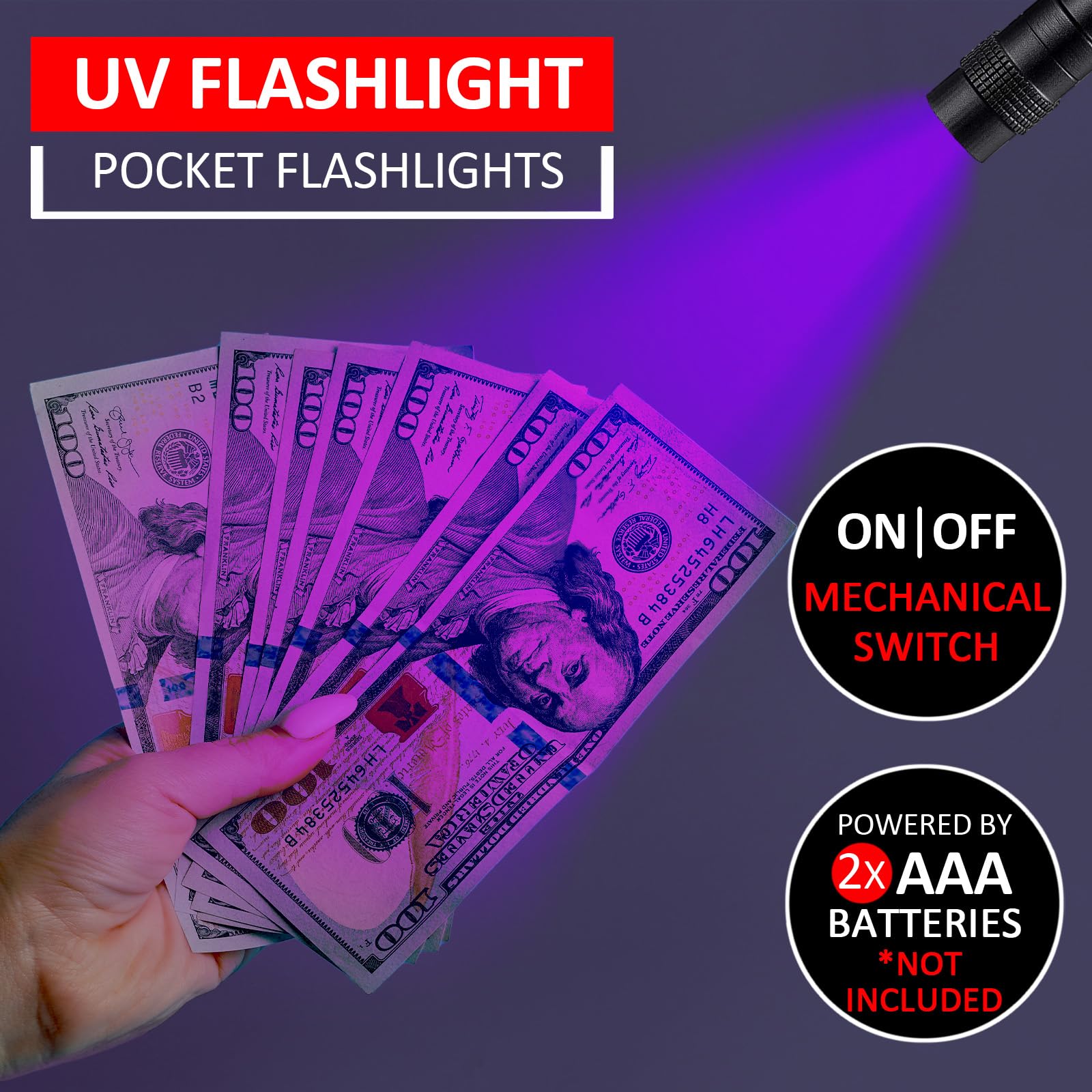 Beieverluck 10 Pack Uv Black Light Flashlight Mini 395Nm Pen Light With Clip Led Handheld Blacklight Detector For Leak Pet Urine Hotel Inspection Dry Stain And Bed Bug, Small