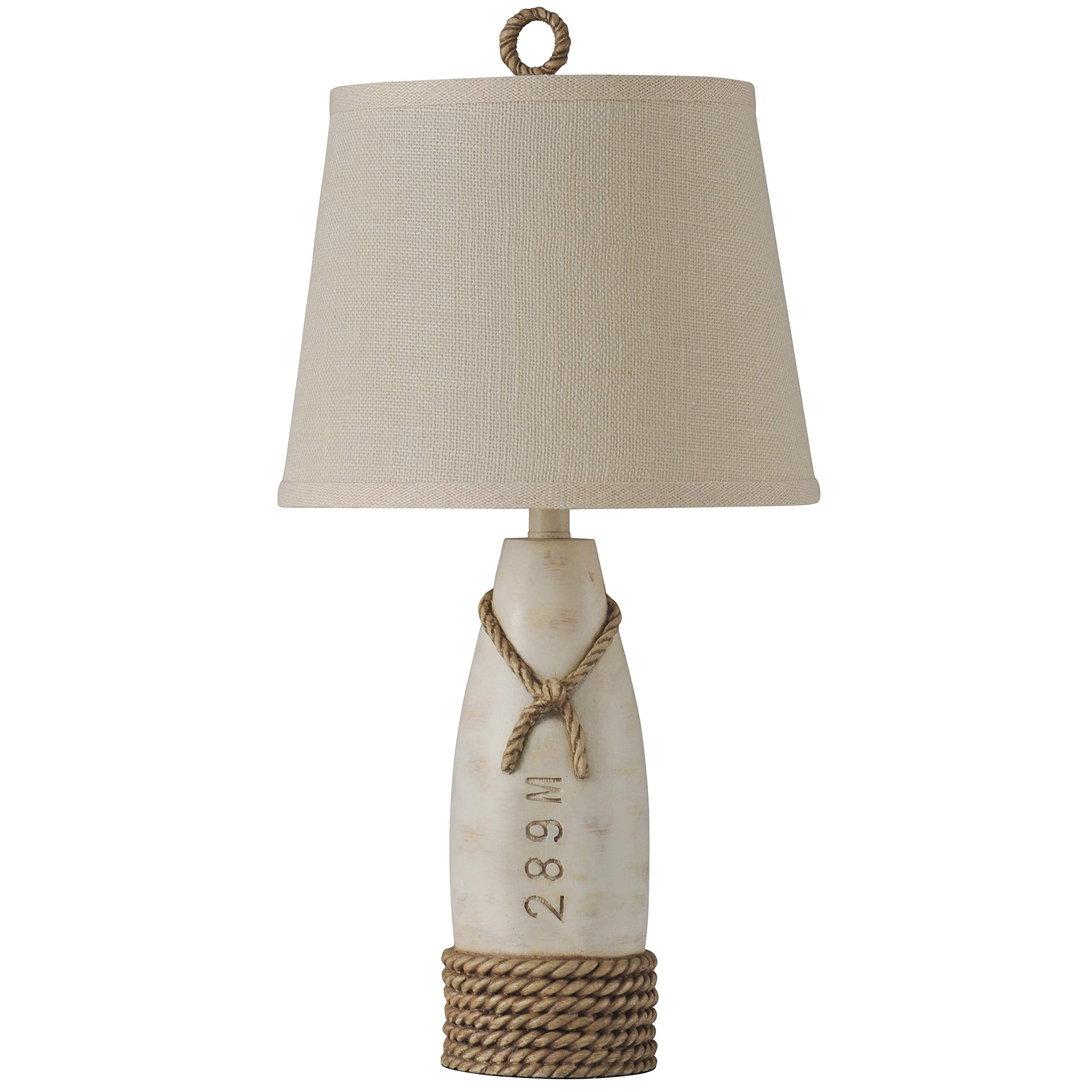Collective Design L22489Bdsam, Distressed White Finish, Cream Hardback Canvas Shade Table Lamp