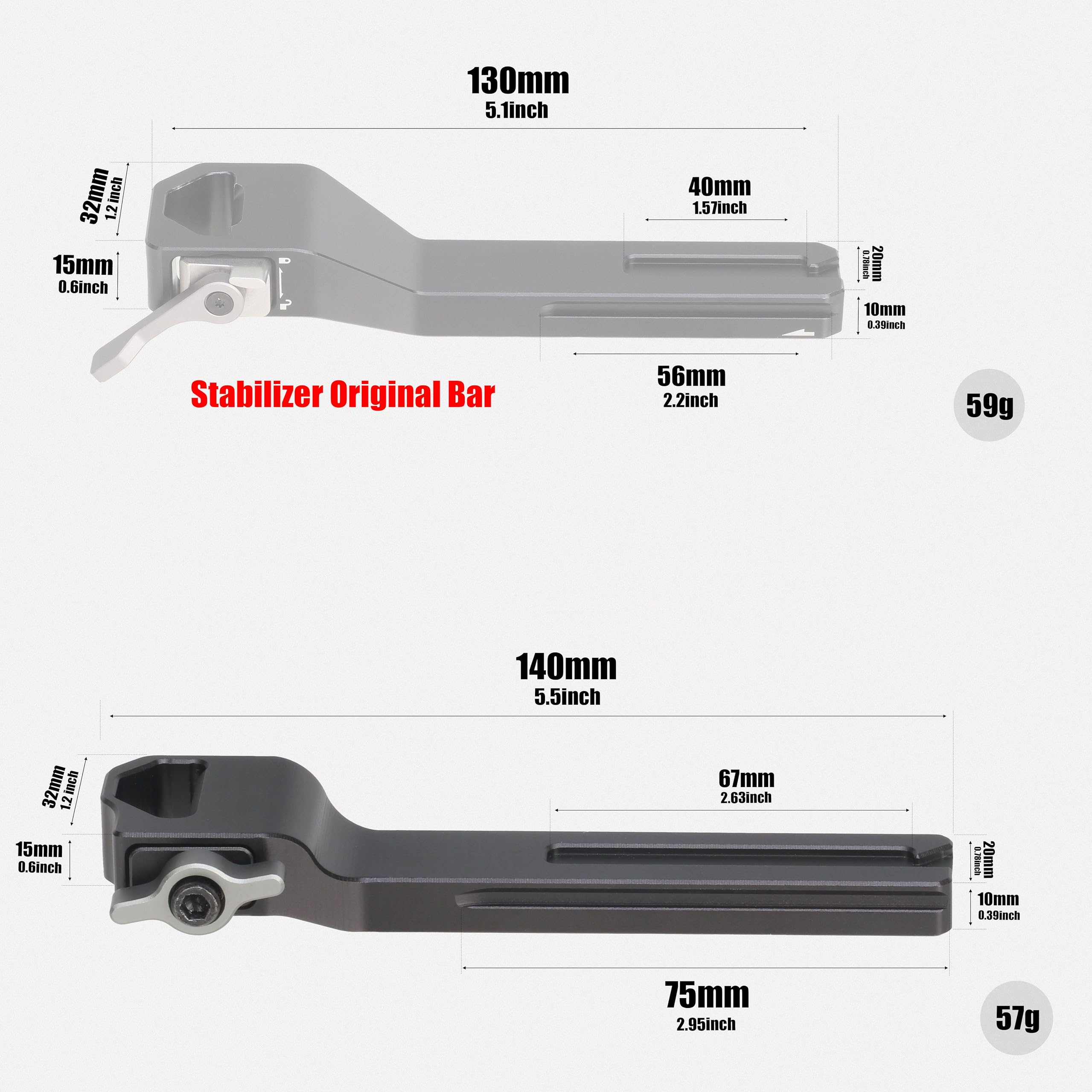 Fotga 150Mm/5.5Inch Horizontal Extension Arm Crossbar Stabilizing Bar Mount Plate For Dji Ronin Rs 3 Mini Gimbal