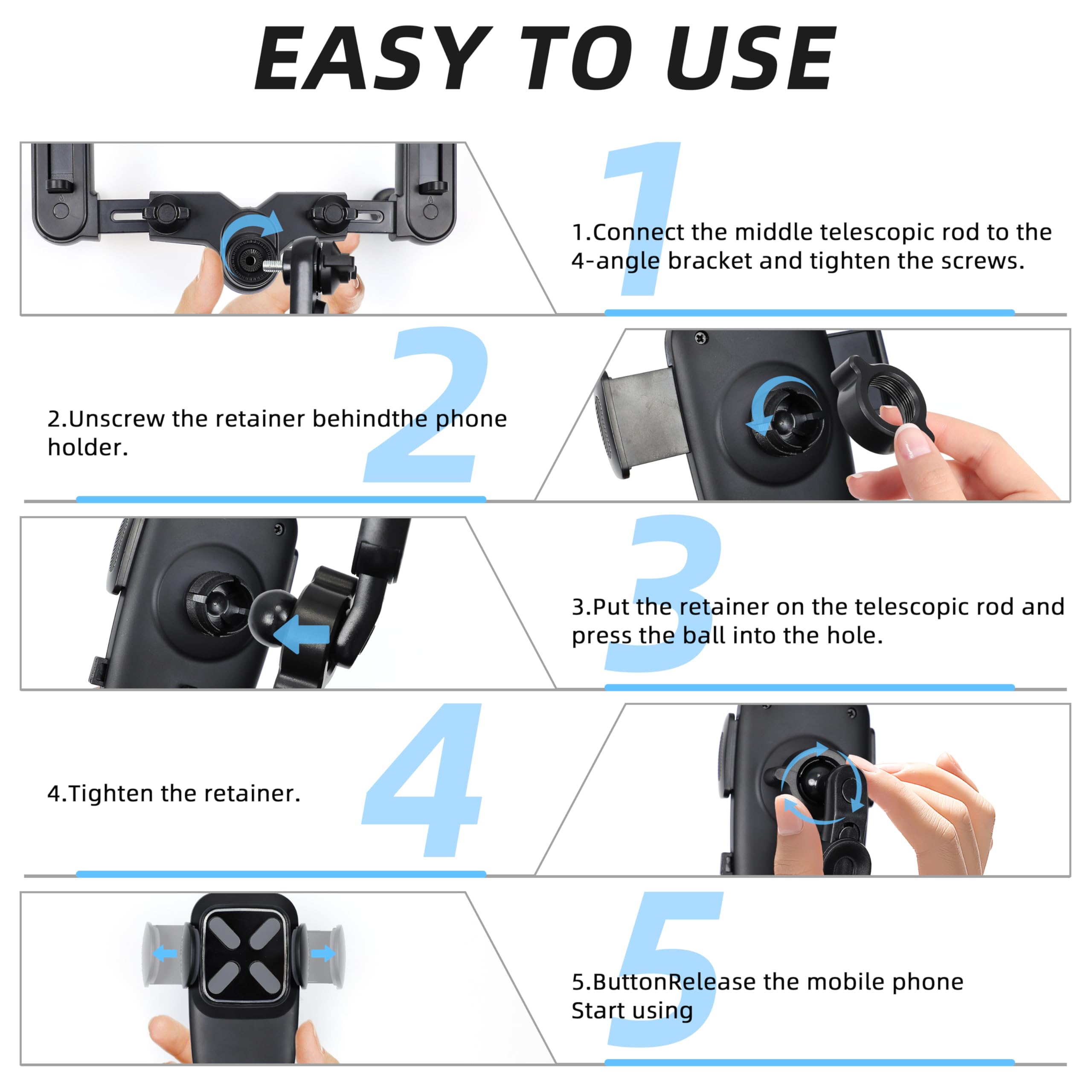 If Feel 10Th Gen Rearview Mirror Phone Holder For Your Car 360°Rotatable And Retractable, Universal Mount, Cell Car Fit For Car Phone Mount