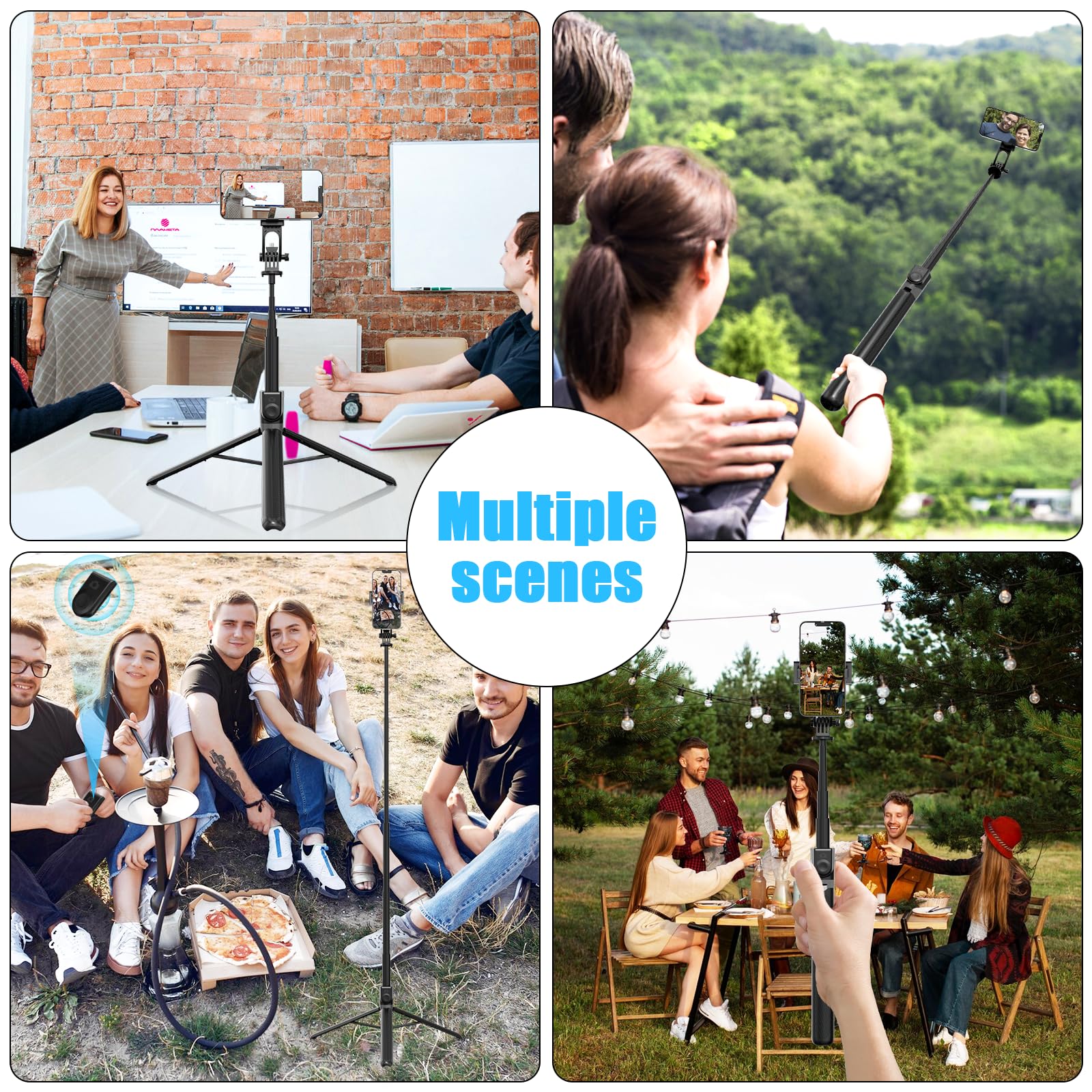 Rupital 71” Tall Selfie Stick Quadripod With Remote & 360° Ballhead, Aluminum Alloy Extendable Cell Phone Stand, Travel Phone Holder Compatible With Iphone/Gopro