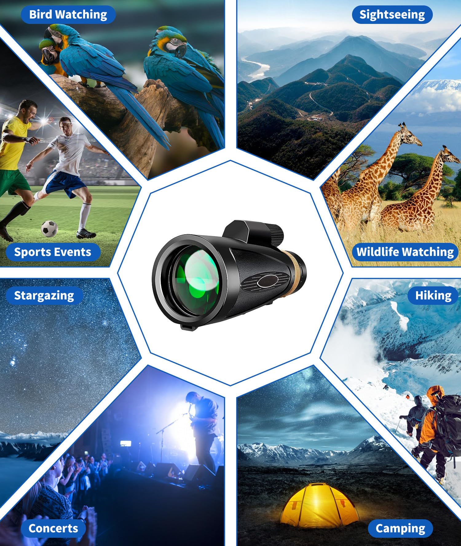 Md.Life Monocular Telescope 80X100 High Power With Smartphone Adapter Tripod,Larger Vision Monoculars For Adults With Bak4 Prism & Fmc Lens, Suitable For Bird Watching Hunting Hiking Camping Wildlife-Black