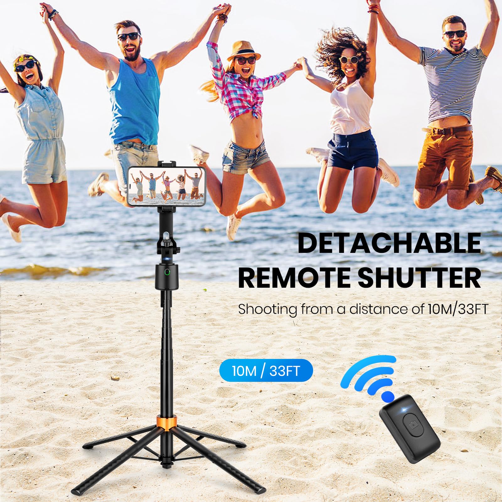 Suteng Auto Face Tracking Tripod 360°Rotation Rechargeable Phone Tripod Stand 70" Extendable Smart Shooting Phone Stand With Remote And Gesture Control, No App, For Iphone Vlog Live Video Recording.