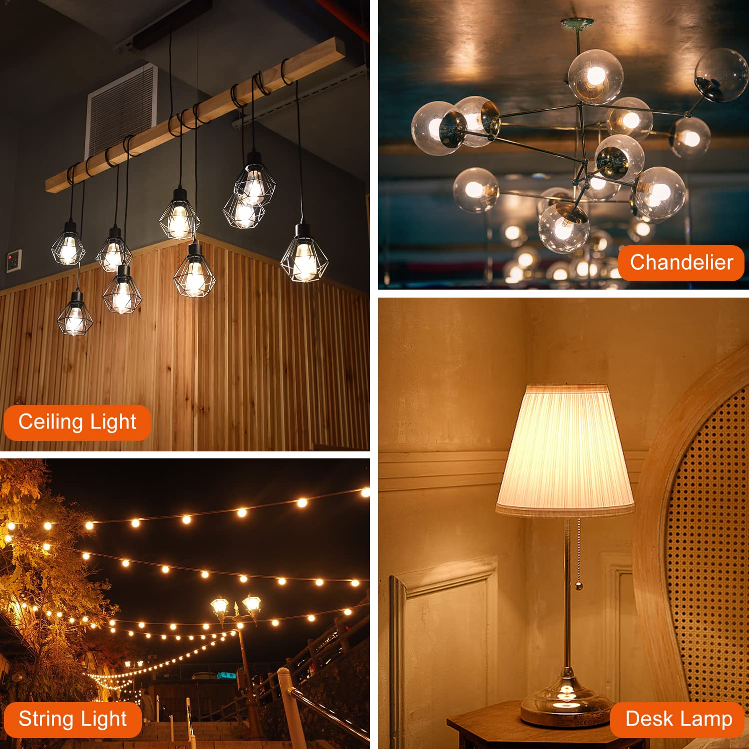 Tjoy 24 Pack Led S14 Replacement Light Bulbs,1 Watt Shatterproof & Waterproof For Outdoor String Lights, Warm White Edison Vintage Style, Equivalent To 11W Incandescent Bulbs, E26 Medium Screw Base