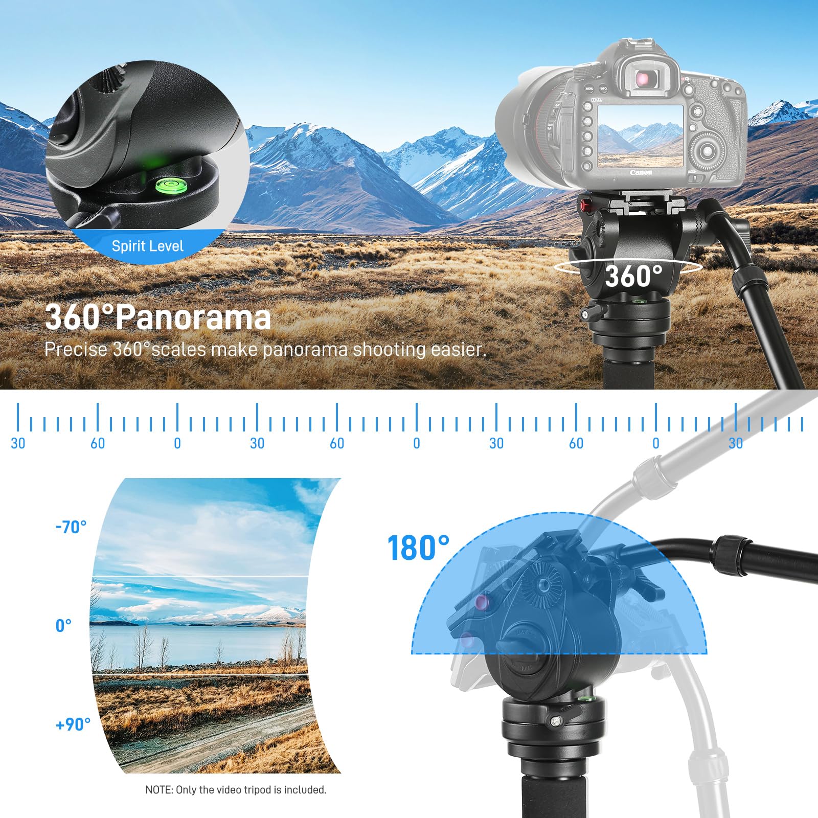 Gvm Great Video Maker Gvm Tripod For Camera 74.8" Tall Camera Tripod Monopod, Professional Heavy Duty Compact Camera Stand For Phone Adjustable Multi-Angle Shot For Video Recording Dslr, Spotting Scope Telescope Binocular