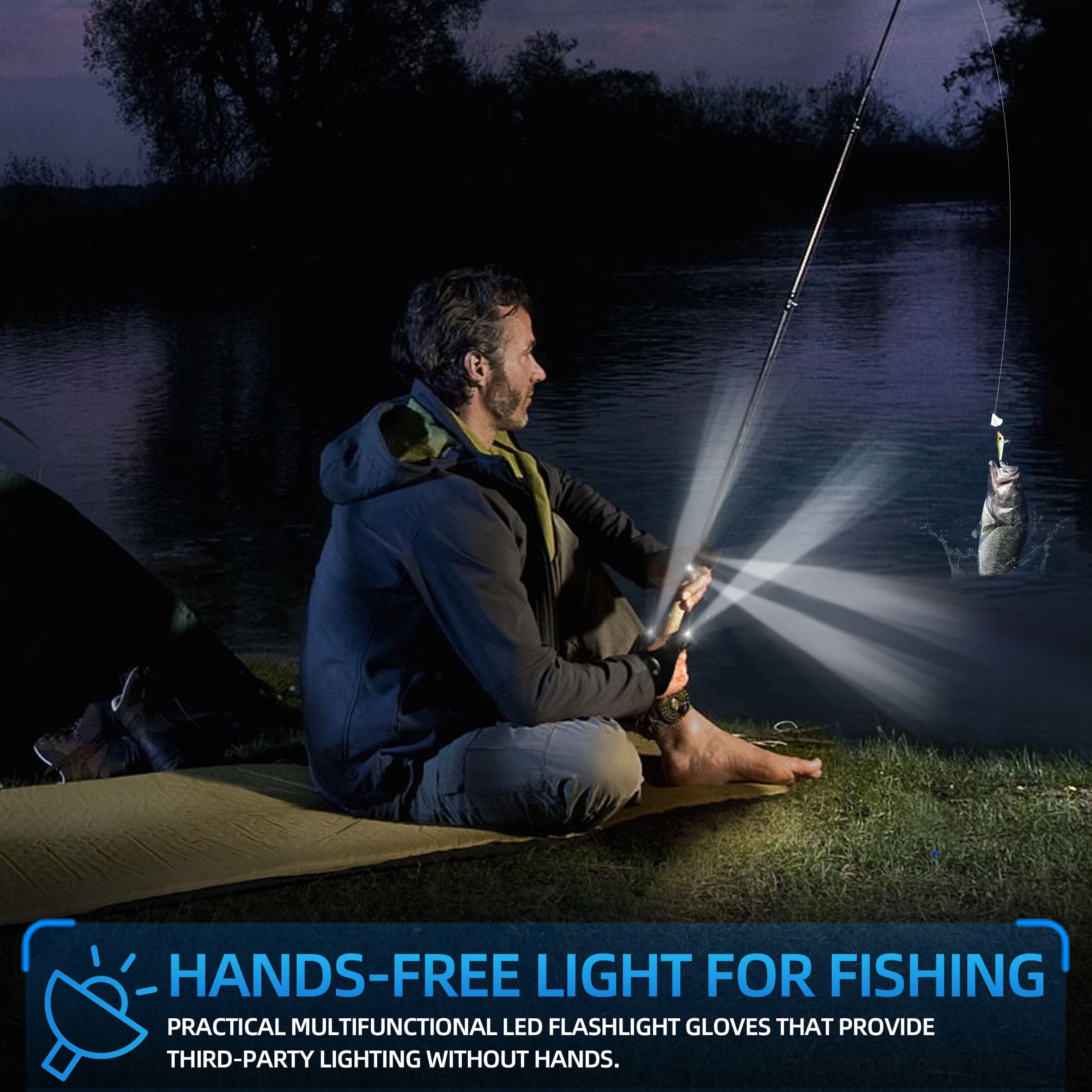 Lucdnc  For Men Stocking Stuffers For Adults Led Flashlight Gloves Cool Gadgets Tools Outdoor Hands  Flashlights For Fishing Repairing Camping Unique Men Birthday Christmas
