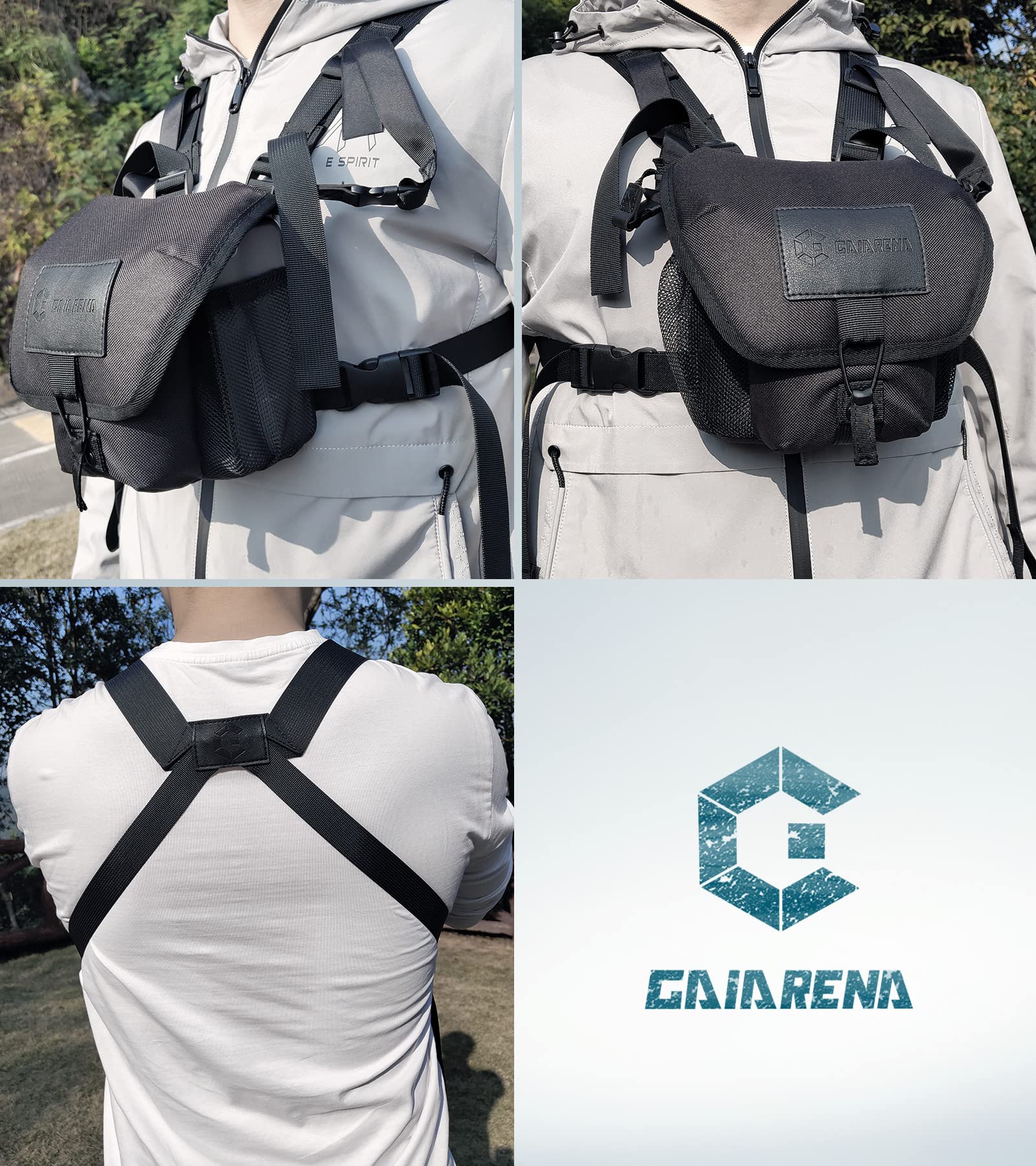 Gaiarena G Gaiarena Binocular Harness Chest Pack, Waterproof Bino Harness With Rangefinder Pouch For 20X50 Binoculars Bino Chest Harness Adjustable Binocular Chest Pack For Hunting Hiking (Full Size)