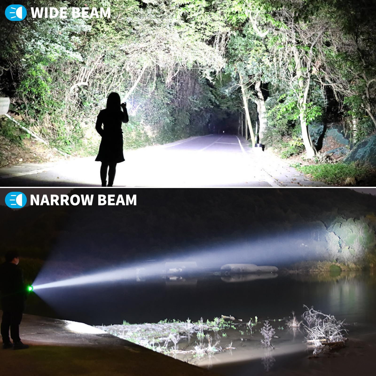Kingcaesar Rechargeable Flashlights 1000000 High Lumens, Super Bright Flash Light With 2 Cob Light, High Powered Led Flashlights With 4 Modes, 7200 Mah & 24 Hours, Ipx7 Waterproof For Outdoor, Home