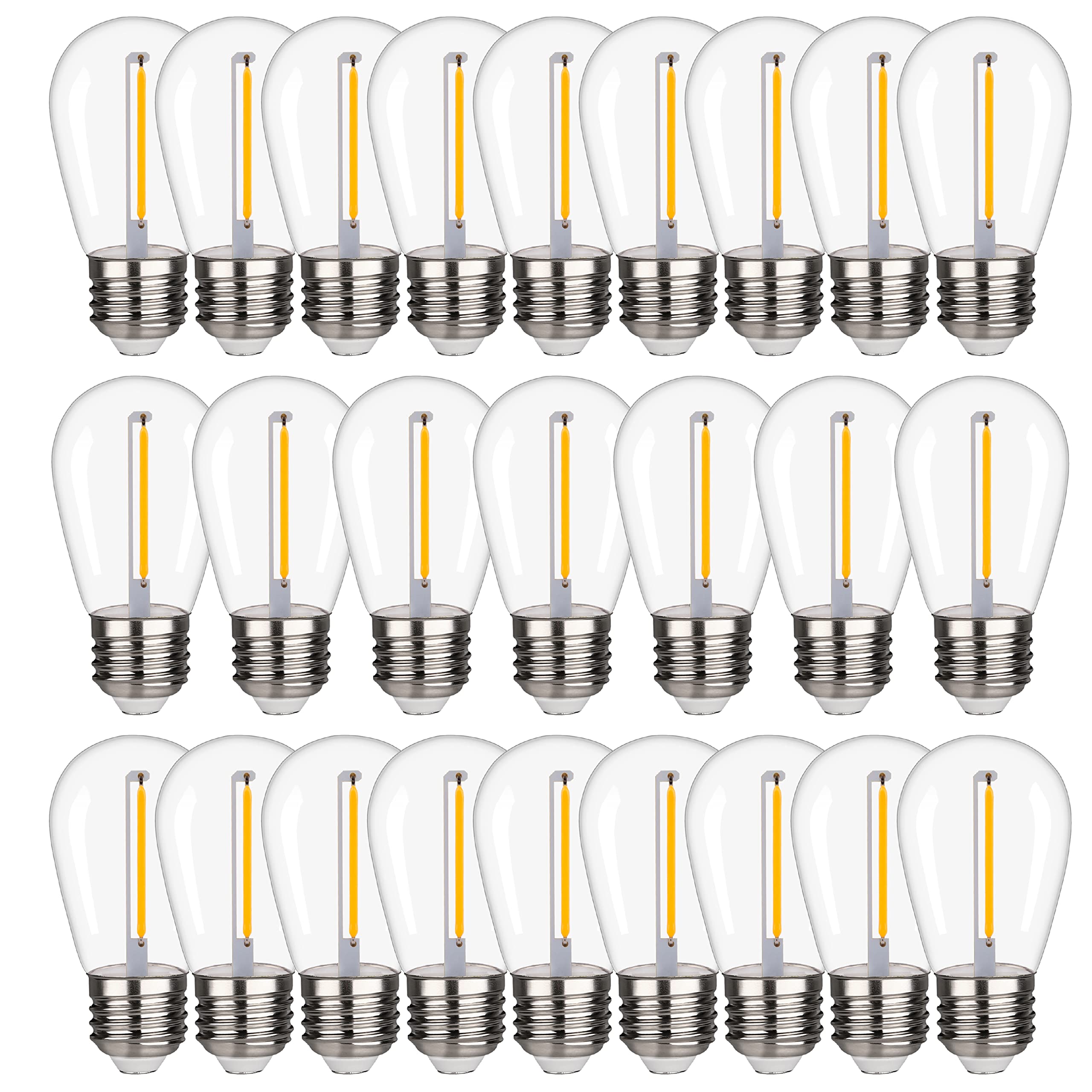 Yimilite S14 Outdoor String Light Bulbs, Shatterproof Replacement Bulbs, 1W Equivalent To 10W, Waterproof 2200K Warm White Led Light Bulbs, E26 Base 25 Pack