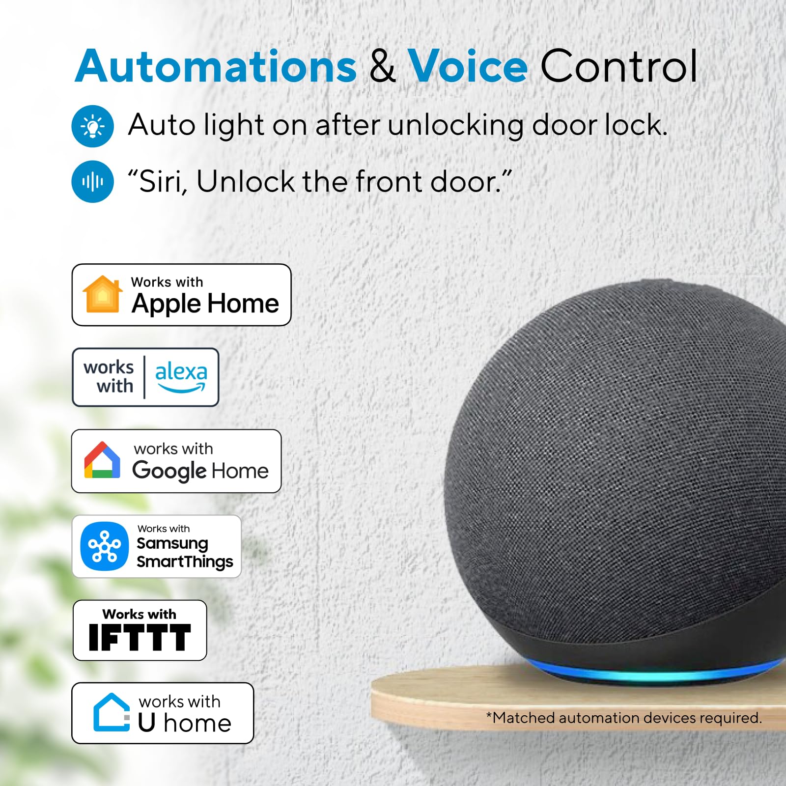 Ultraloq Bolt Fingerprint Smart Lock - Works With Apple Homekit - Built-In Wifi Keyless Entry Door Lock - Voice Control With Siri, Alexa, Google - Biometric Smart Door Lock - Smart Wifi Deadbolt