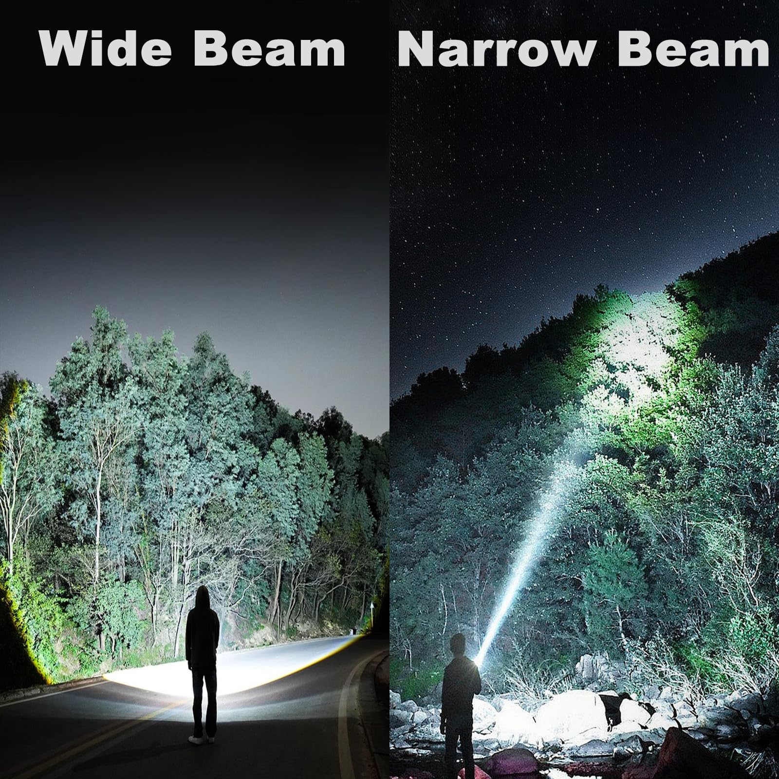 Kzk Rechargeable Led Flashlights High Lumens,990000 Lumens Super Bright Flashlight, With Cob Work Light & 10 Modes, Ipx67 Waterproof Handheld Flashlight, For Camping Emergencies Hiking Night Work
