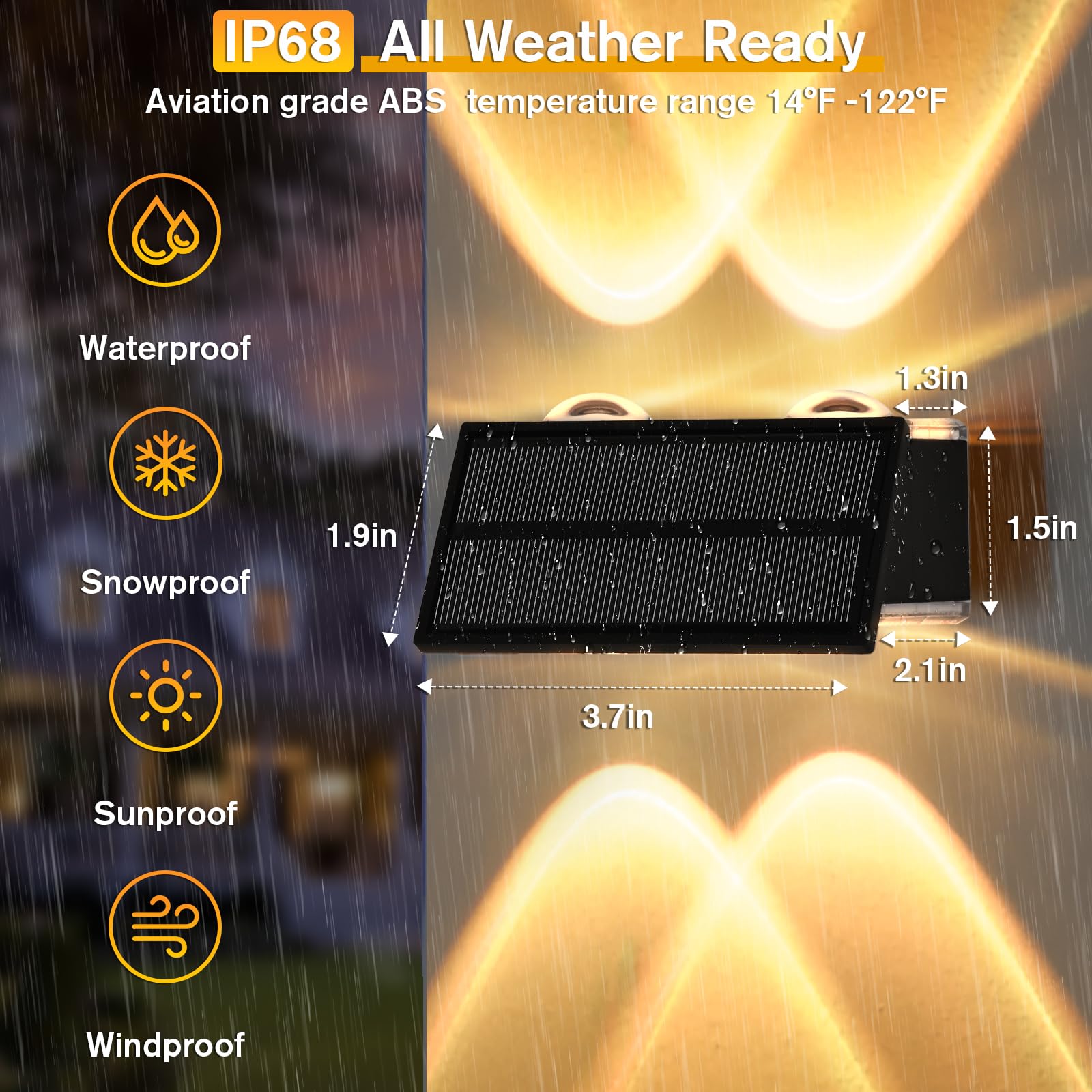 Uspring 4 Pack Solar Fence Lights With Warm/Cool White & 6 Rgb Color 9 Modes, Ultra Bright Up & Down Fence Lights Solar Powered Ip68 Waterproof Solar Light Outdoor For Yard Pool Porch Wall Patio