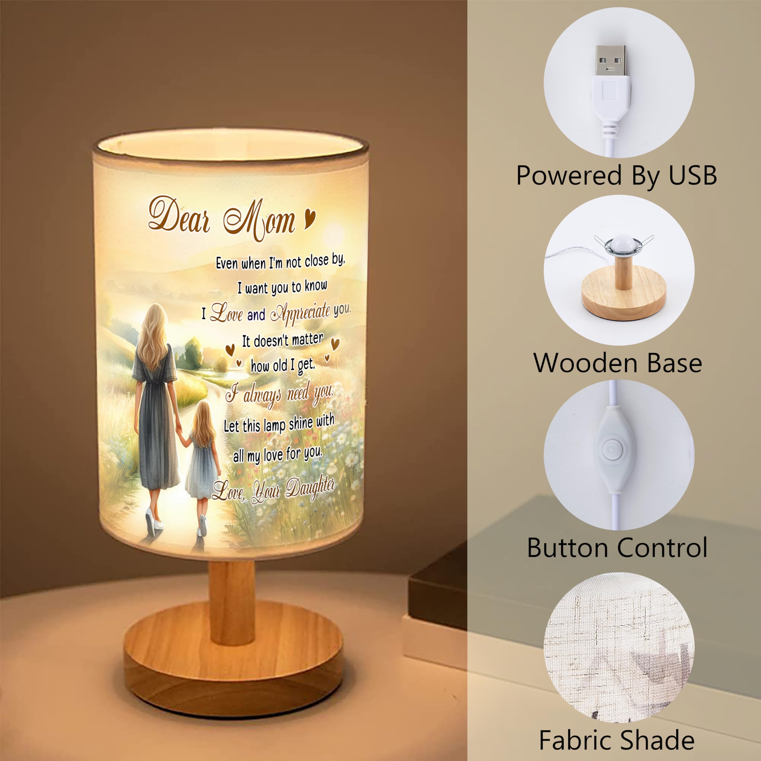 Myfihu Mom Table Lamp Mother'S Day For Mom From Daughter, Mother Daughter Lamp Tnt12