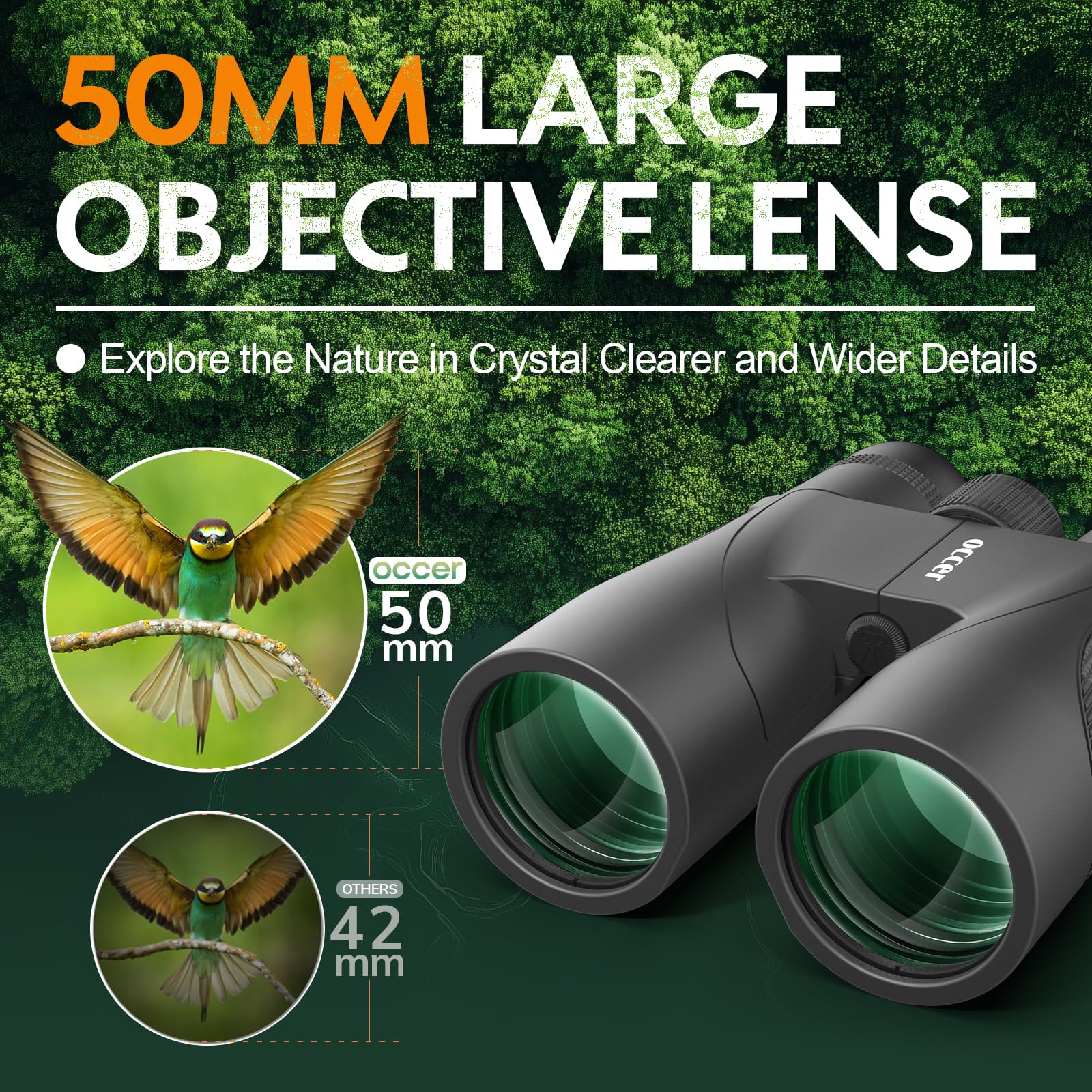 Occer 12X50 Binoculars For Adults High Powered - Hd Bird Watching Binocular For Hunting With Clear Vision - Easy Focus Binoculars With Long Range For Hiking Travel Cruise Trip Concert Stargazing
