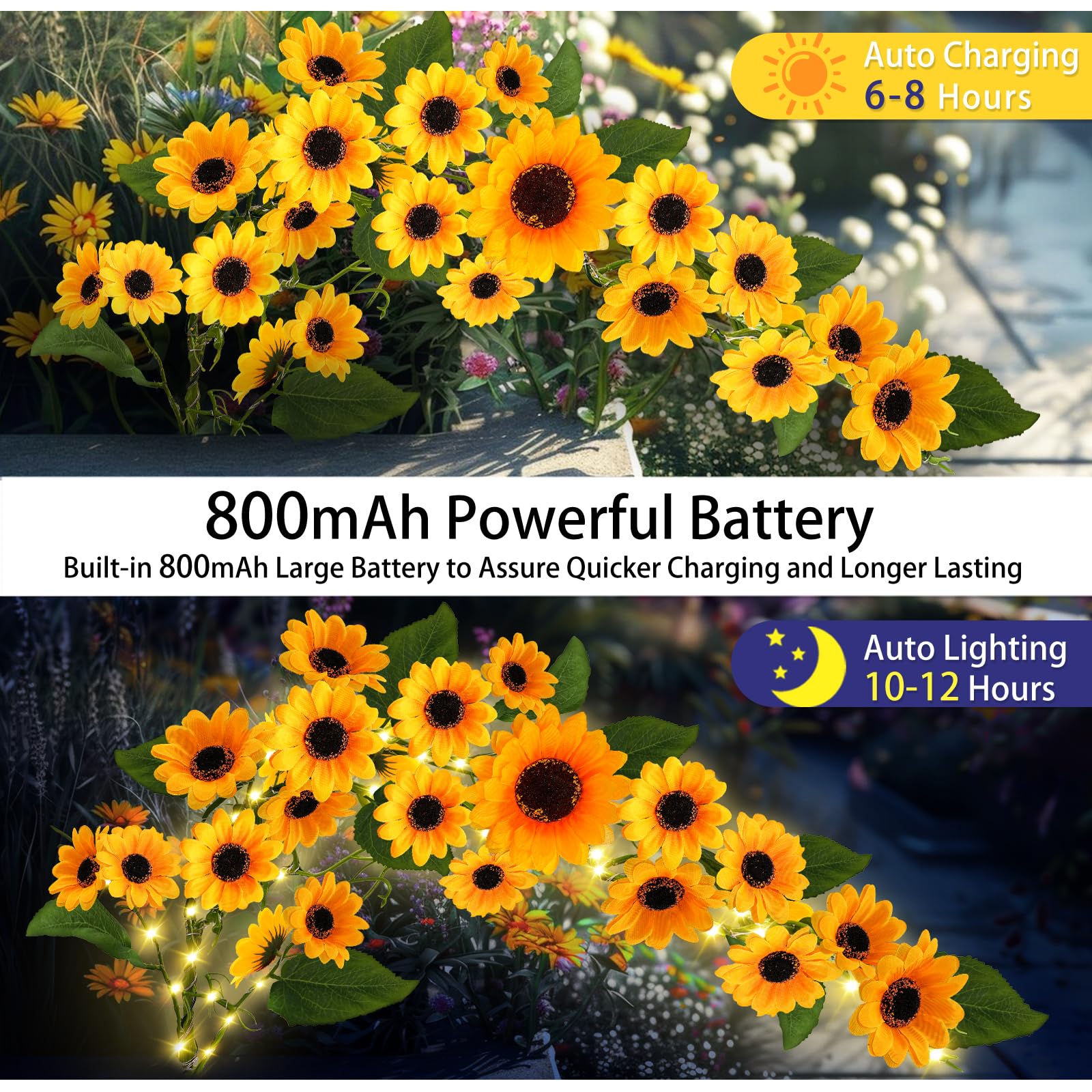 Stadeco Solar Garden Lights Outdoor, 2 Pack Sunflower Lights With 46 Lifelike Sunflower, Waterproof 90 Bright Led Fall Garden Decor Solar Flowers For Patio Flowerbed Yard, Gift For Mom