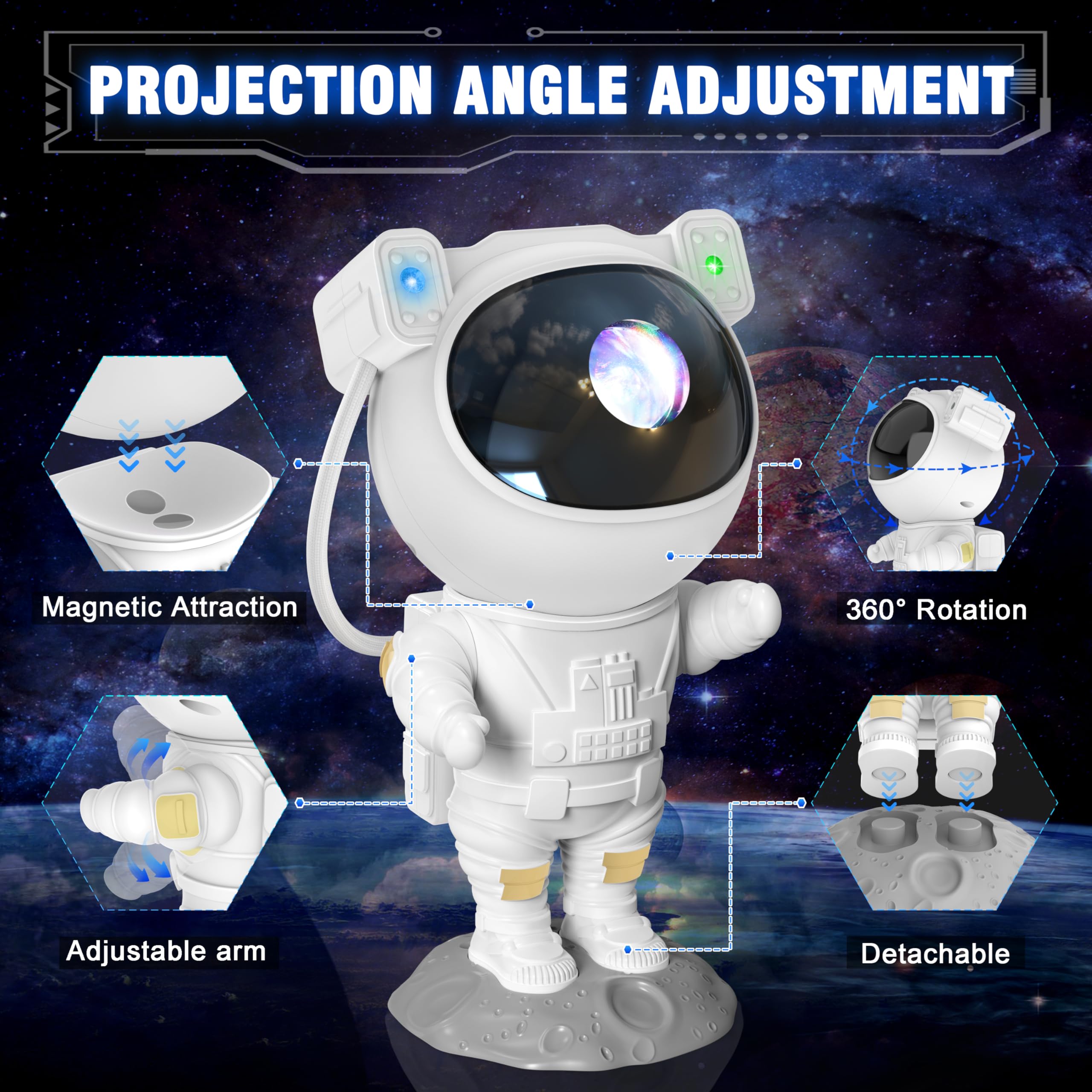 Joyradia Astronaut Star Projector Galaxy Night Light (App Control),Cosmic Spaceman Projector, Led Nebula Ceiling Lamp With Astronaut Theme (No Remote)