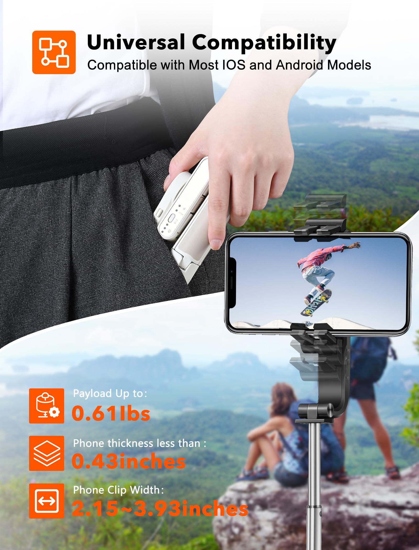 Hohem Isteady Q Gimbal Stabilizer For Smartphone, 1 Axis Selfie Stick Tripod With Face Tracking, 360° Rotation, 4 In 1 Portable Phone Tripod W/Extendable Stick For Iphone 14/Android Video Recording