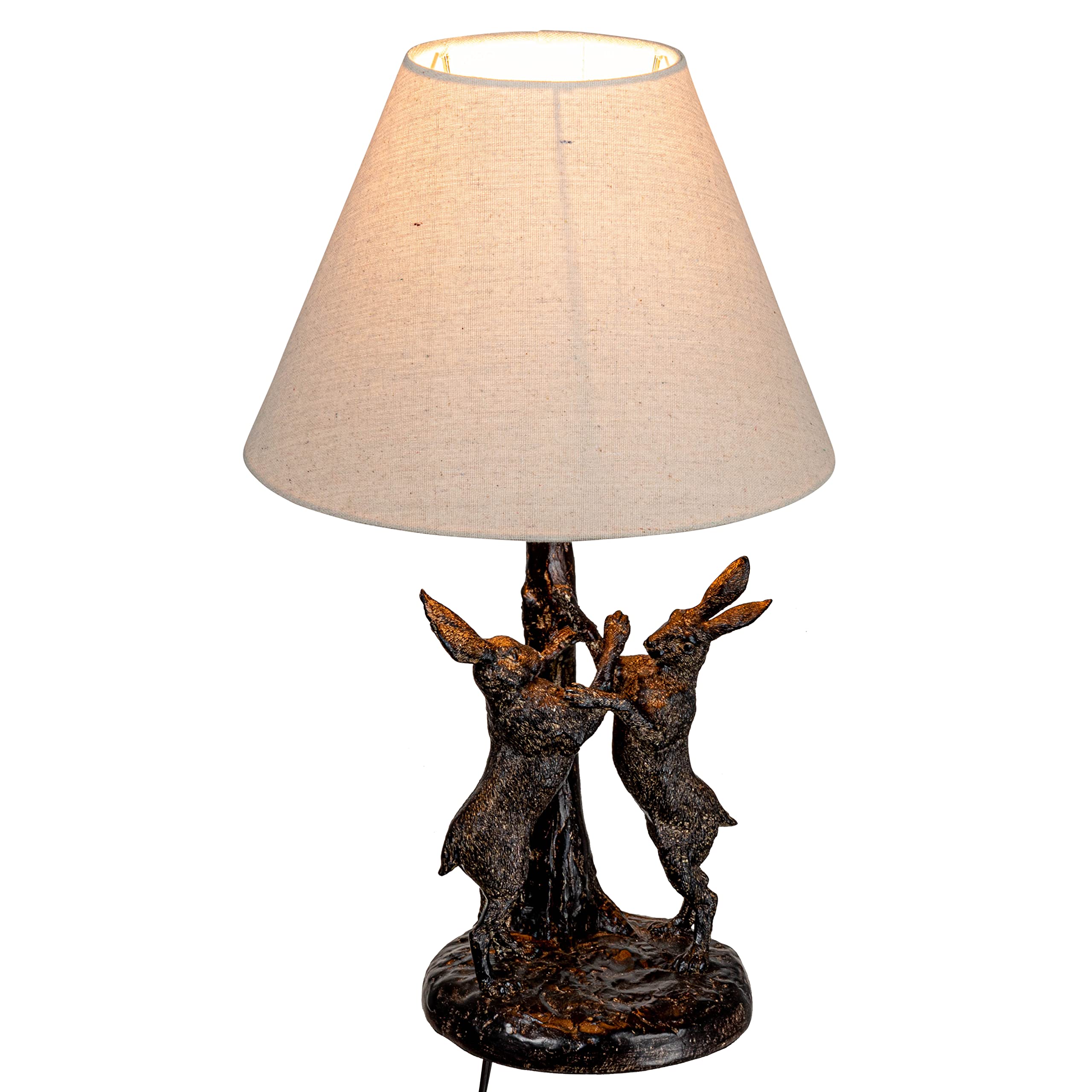 Creative Co-Op Ec1464 Bunny Rabbit Linen Empire Shade, Brown And Natural Table Lamp