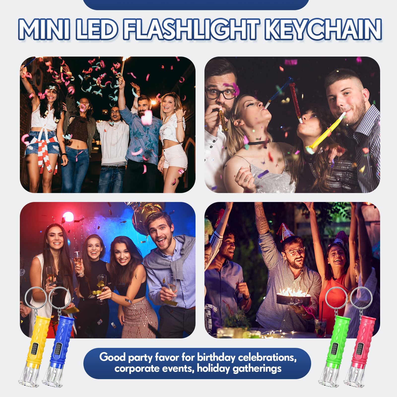 Geelin 200 Pcs Mini Flashlight Keychain 6 Colors Flashlight Small Led Torch Keyring For Hiking Camping Party Favors Travel Night Reading Dog Walking Goody Bag Stuffers