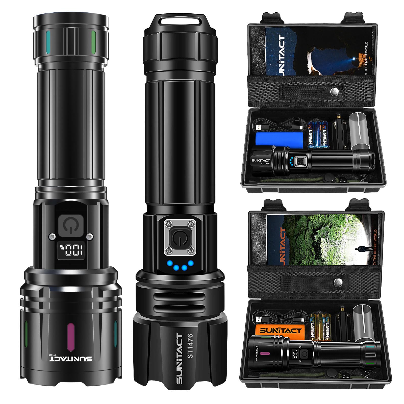 Sunitact St1476 + St1007 Rechargeable Flashlights High Lumens