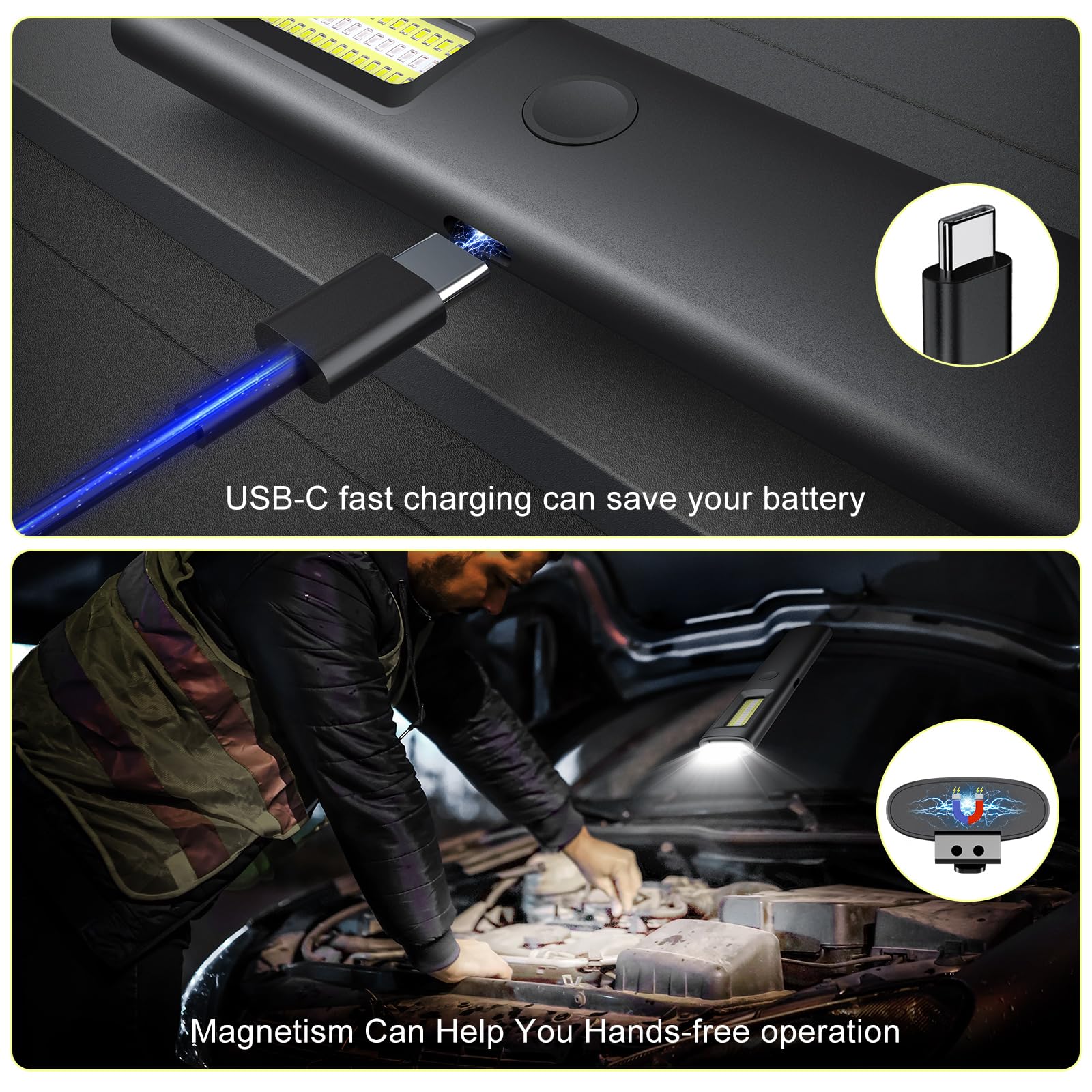 Weteamnoi Edc Pocket Led Flashlight, Rechargeable 800 Lumens Compact Bright Handheld Flash Lights, Ipx4, Dual Material, For Travel Camping And Hiking (Black)