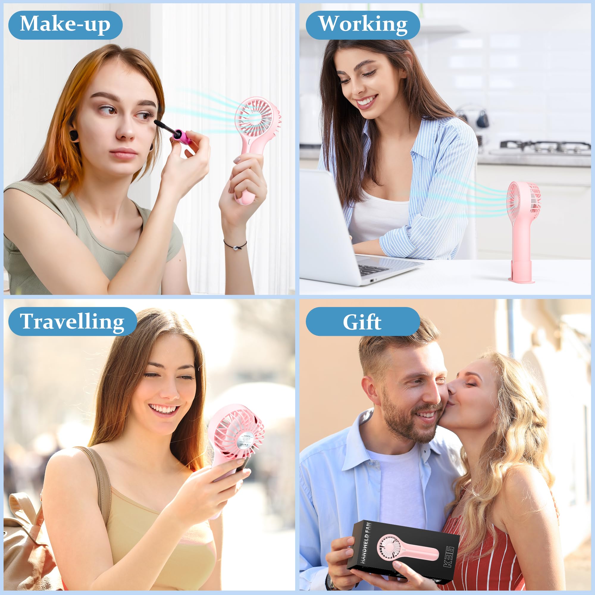 Mini Personal Fan Handheld, Small Portable Handheld Fan, Battery Operated, Usb Rechargeable Face Mak