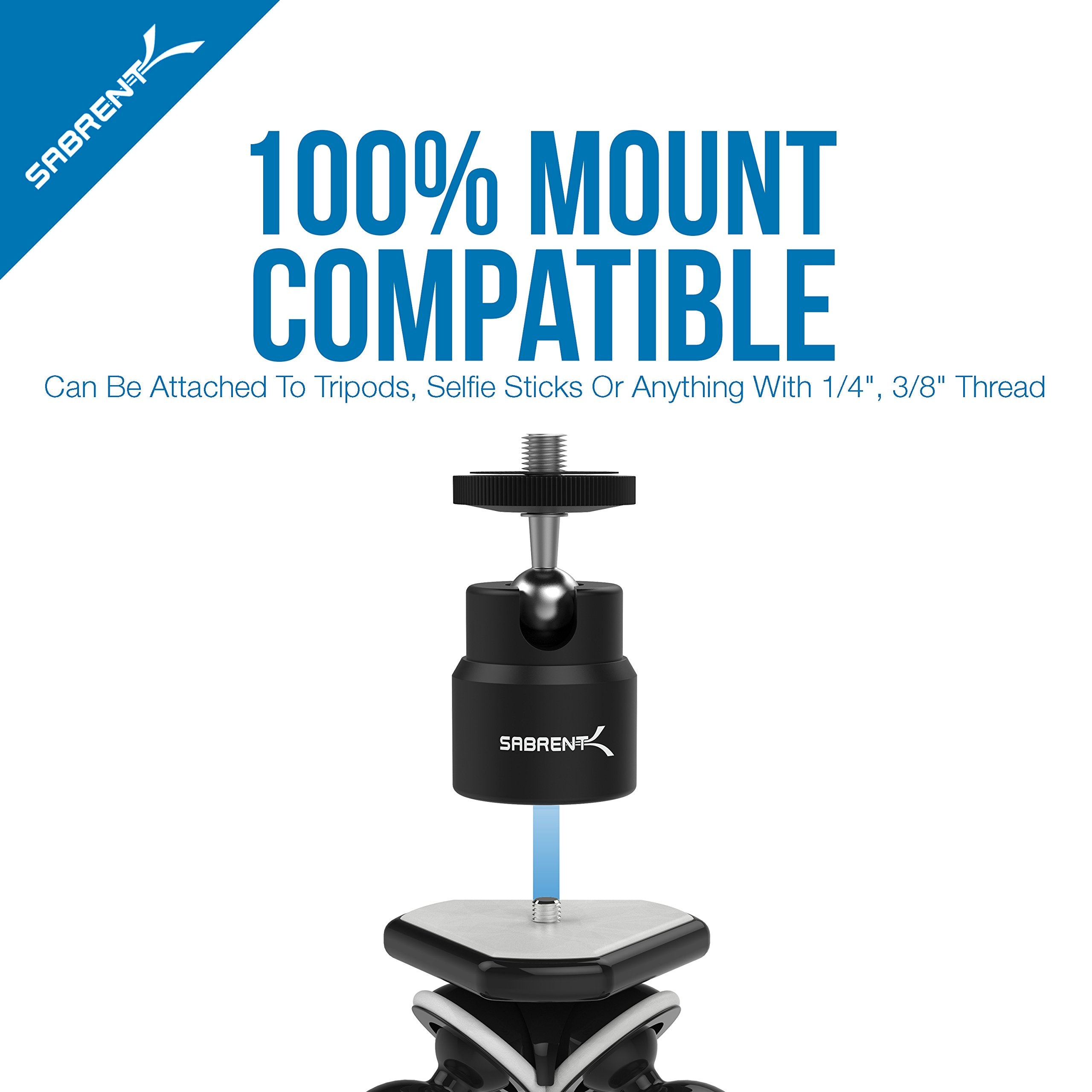 Sabrent Flexible Tripod With Ball Head Bundle For Standard Tripod Mount (Gp-Trpd-Tbhd)