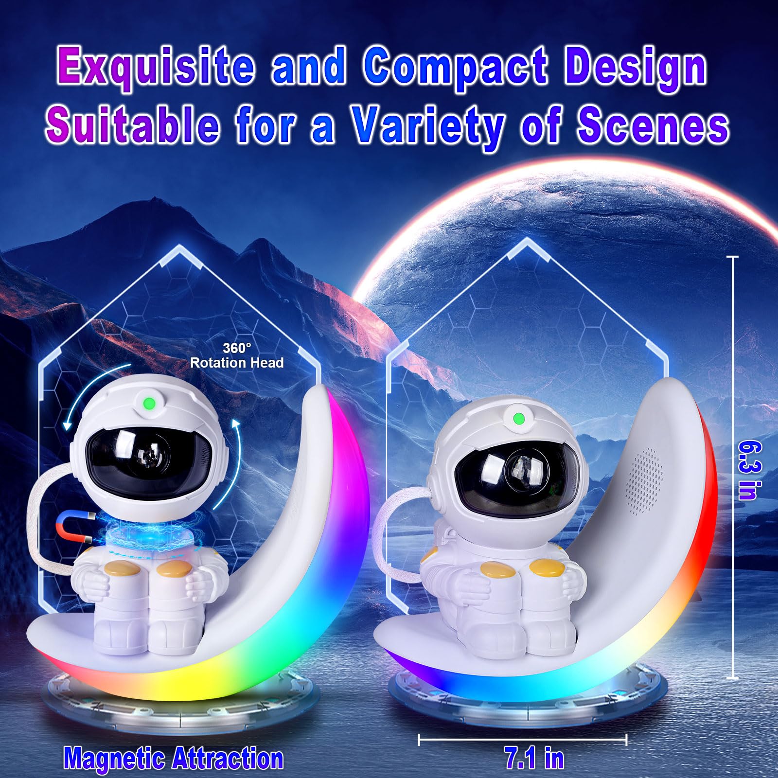 Poptrend Star Galaxy Night Light Projector For Kids Bedrooms - Astronaut Space Projector - With Remote Control And Timing Function - For Home Theater, Party, Living Room Decoration