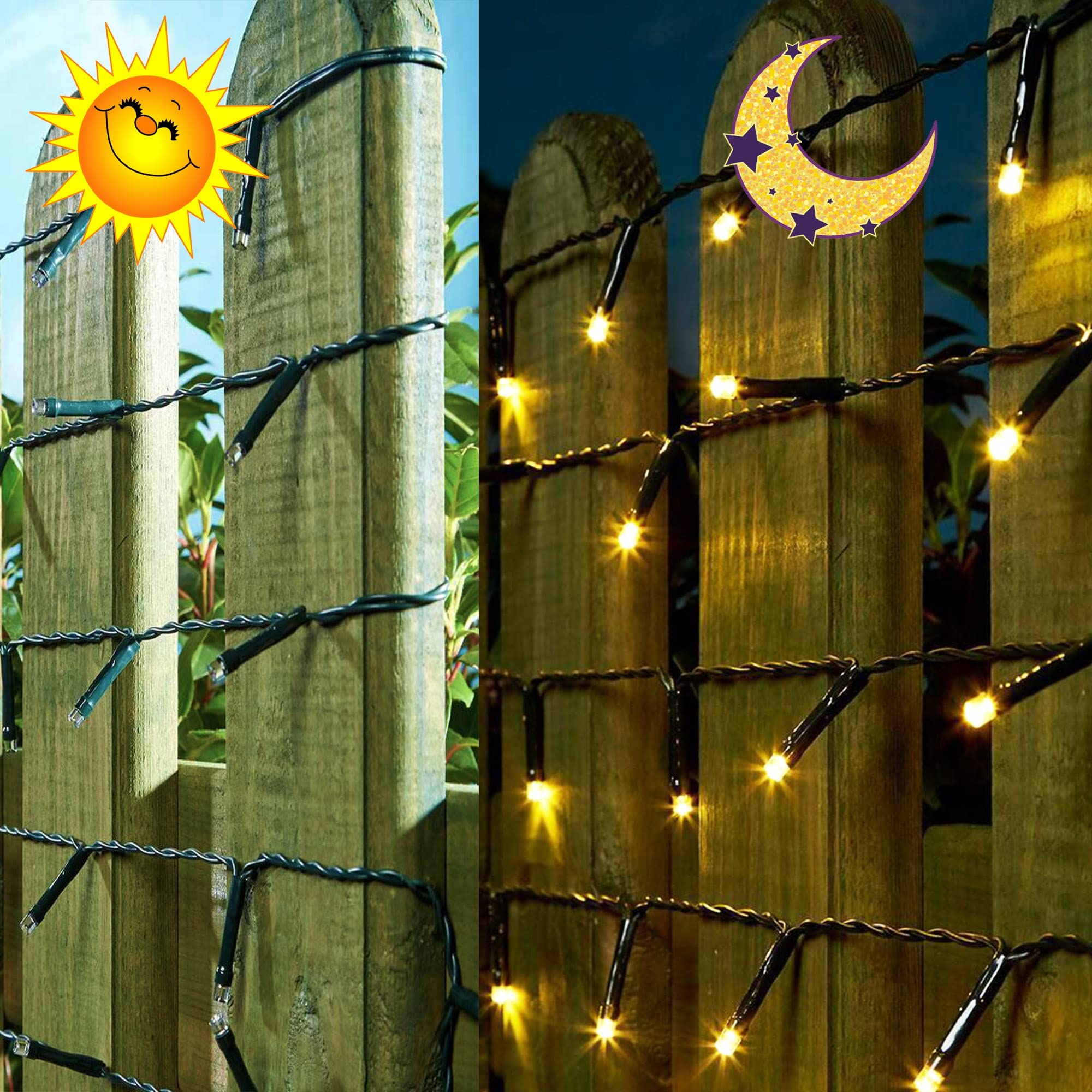 Kemooie 2 Packs Outdoor Solar Christmas Lights, 240 Led 78.7 Ft Waterproof Warm White Solar String Lights 8 Twinkle Modes For Xmas, Patio, Tree, Garden, Wedding, Party (Warm White)
