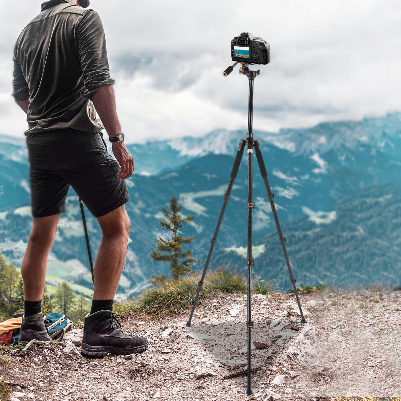 Wupyi Camera Tripod 62",Video Tripod With 360°Fluid Head,Professional Camera Tripods & Monopods,Tripod Stand For Video Camera, Dslr, Camcorder,With Carry Bag