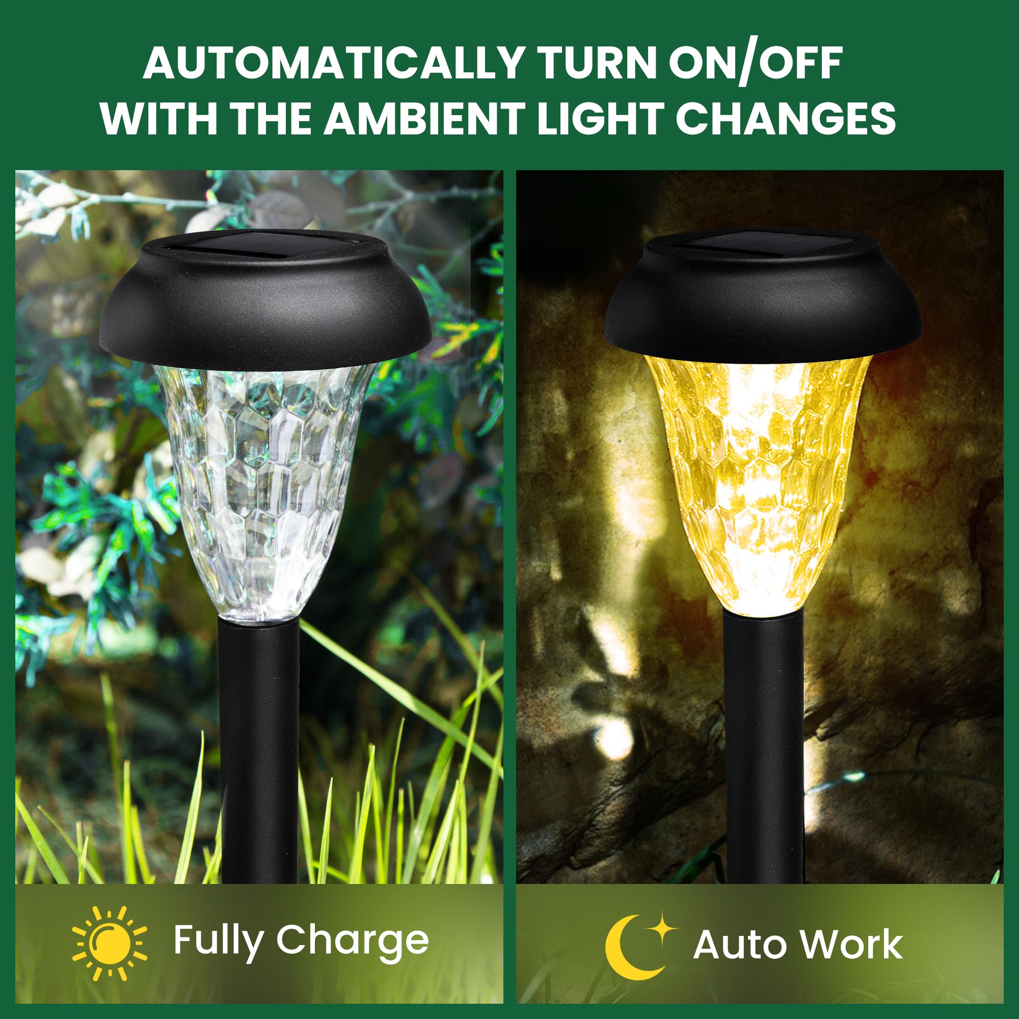 Gigalumi 16 Pack Solar Lights Outdoor Waterproof, Warm White Pathway Light Solar Powered, Landscape Lighting, Garden Lights For Decor, Patio, Garden, Yard, Pathways, Walkways