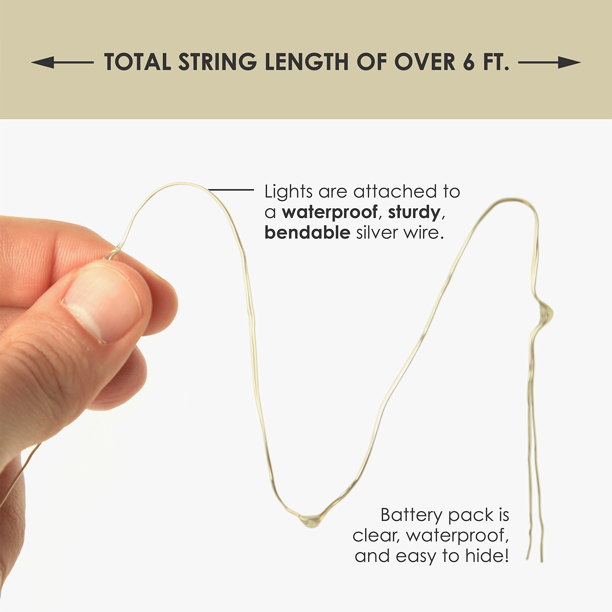 Compact 6.5 ft battery-operated LED string lights for weddings and home decor