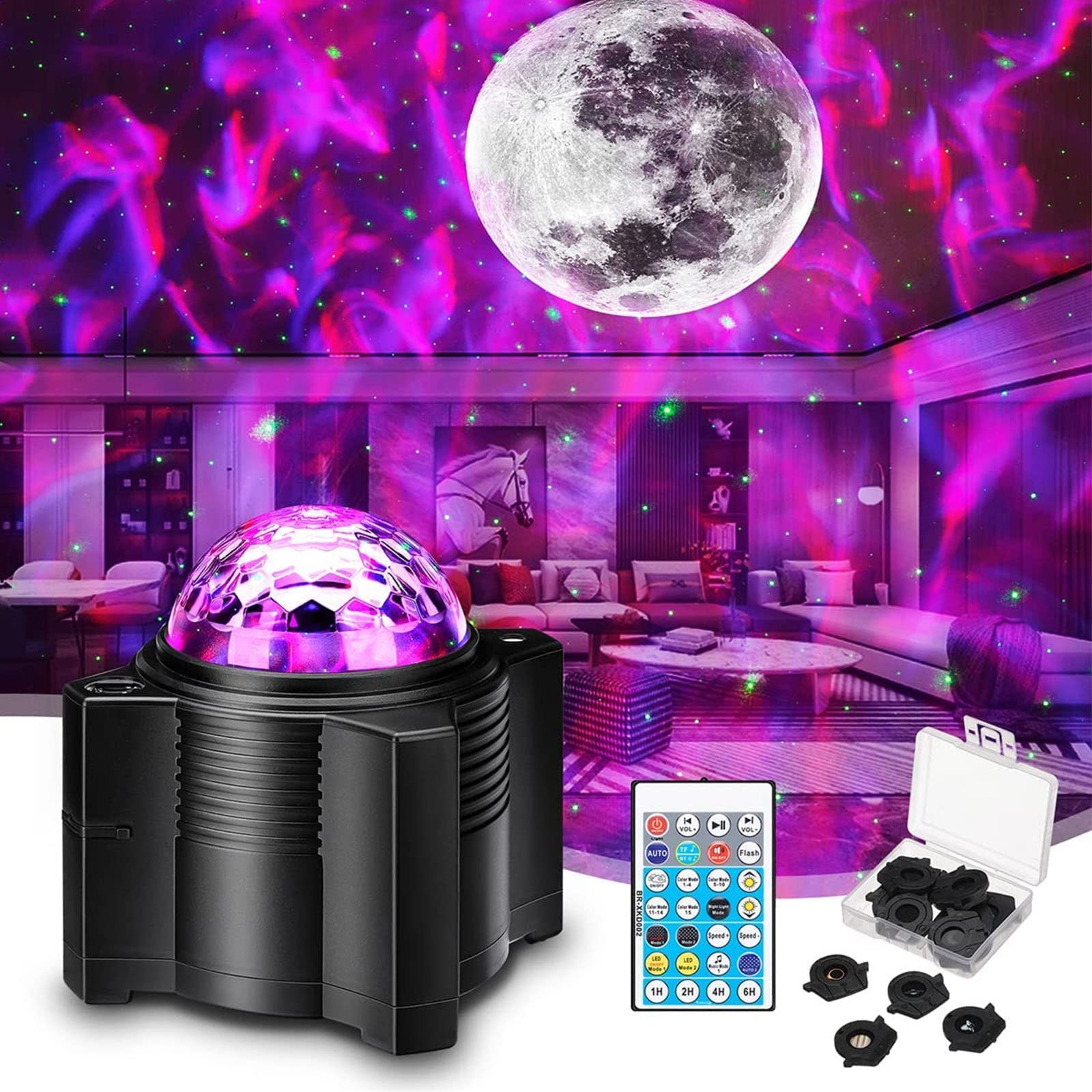 Wanrayw Star Projector, 15-In-1 Night Light With Remote Control, Galaxy Light With Bluetooth Speaker For Bedroom, Game Room, Parties