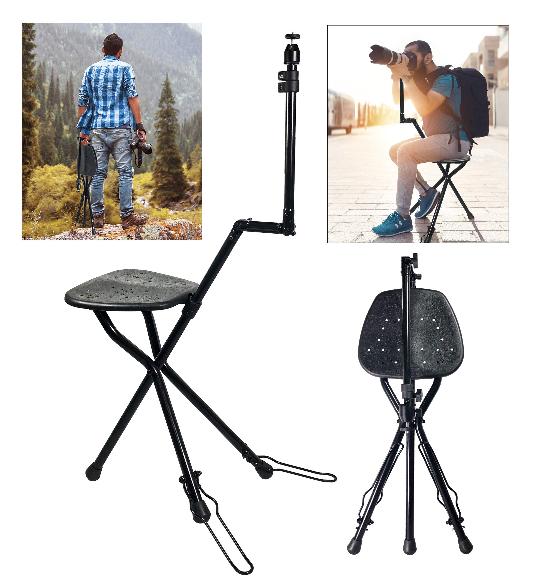Vidpro Sp-12 Seatpod Portable Folding Camera Mount With Integrated Chair. Perfect For Nature Photography Bird Watching And Sporting Events. Compatible With Cameras Dslrs Spotting And Telescopes