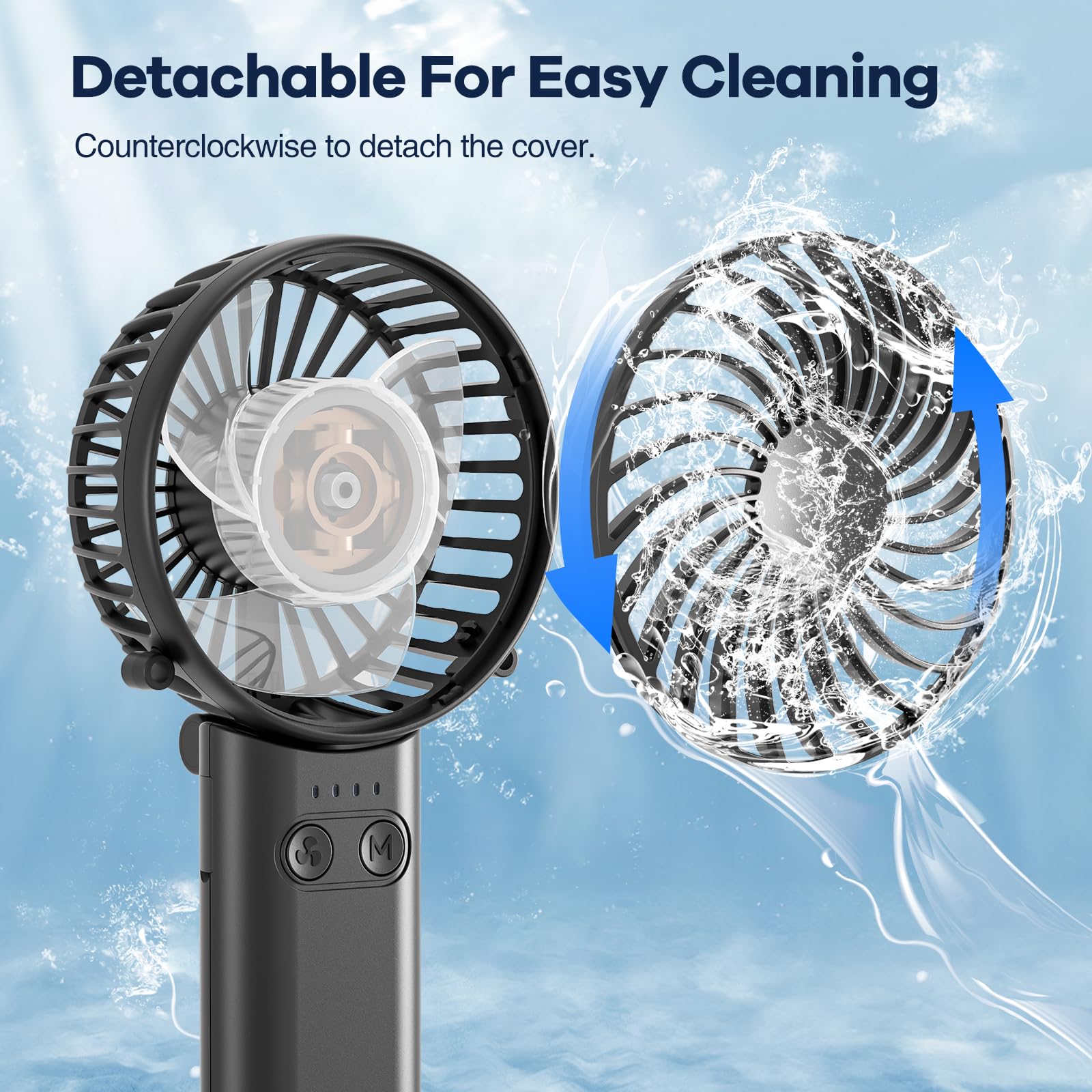 Handfan Handheld Fan, 5 Speeds Strong Airflow Hand Fan [Max 27 Working Hours], 180° Foldable Compact
