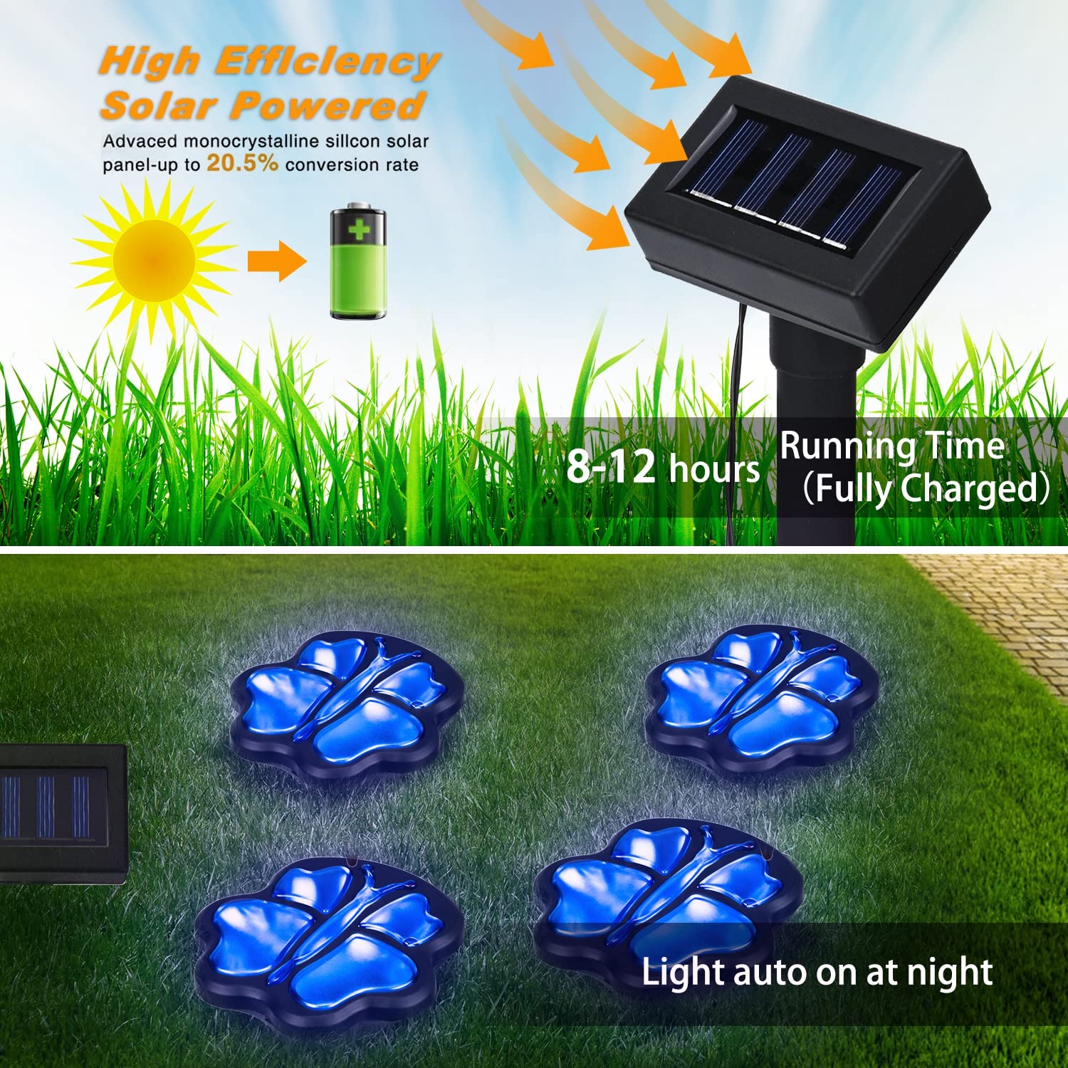 Greenidea Butterfly Solar Lights, Set Of 4 Outdoor Ground Lights Butterfly Fairy Lights Animal Solar Garden Lights Decorative For Landscape Path Patio Yard Walkway