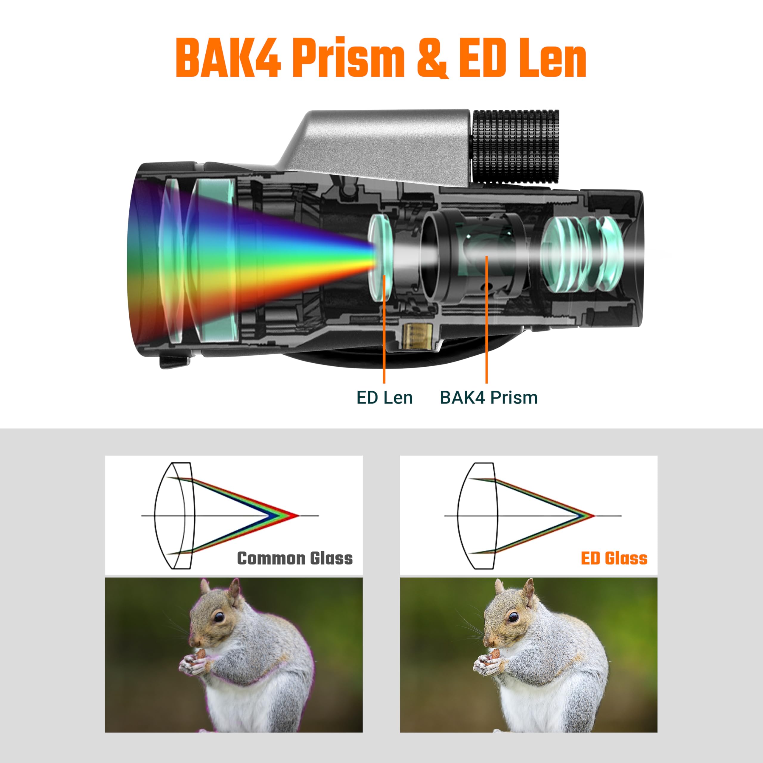 Esslnb Monocular Telescope, 10X56 Ed High Power Monocular For Adults, Lightweight Waterproof Monocular With Bak4 Prism & Fmc Lens Suitable For Bird Watching Hiking Camping Hunting