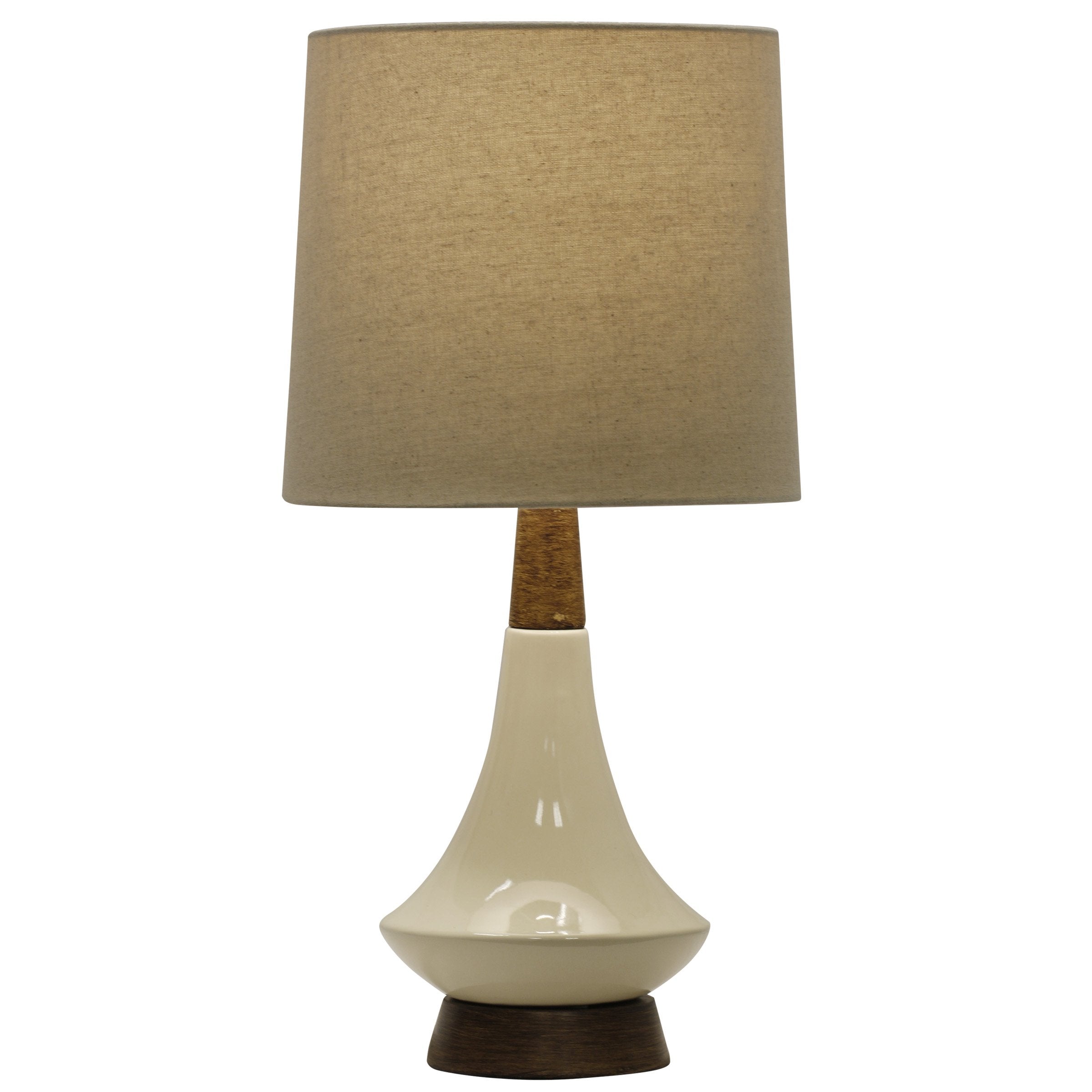 Collective Design L13225Bam Table Lamp, White Washed Wood/Cream