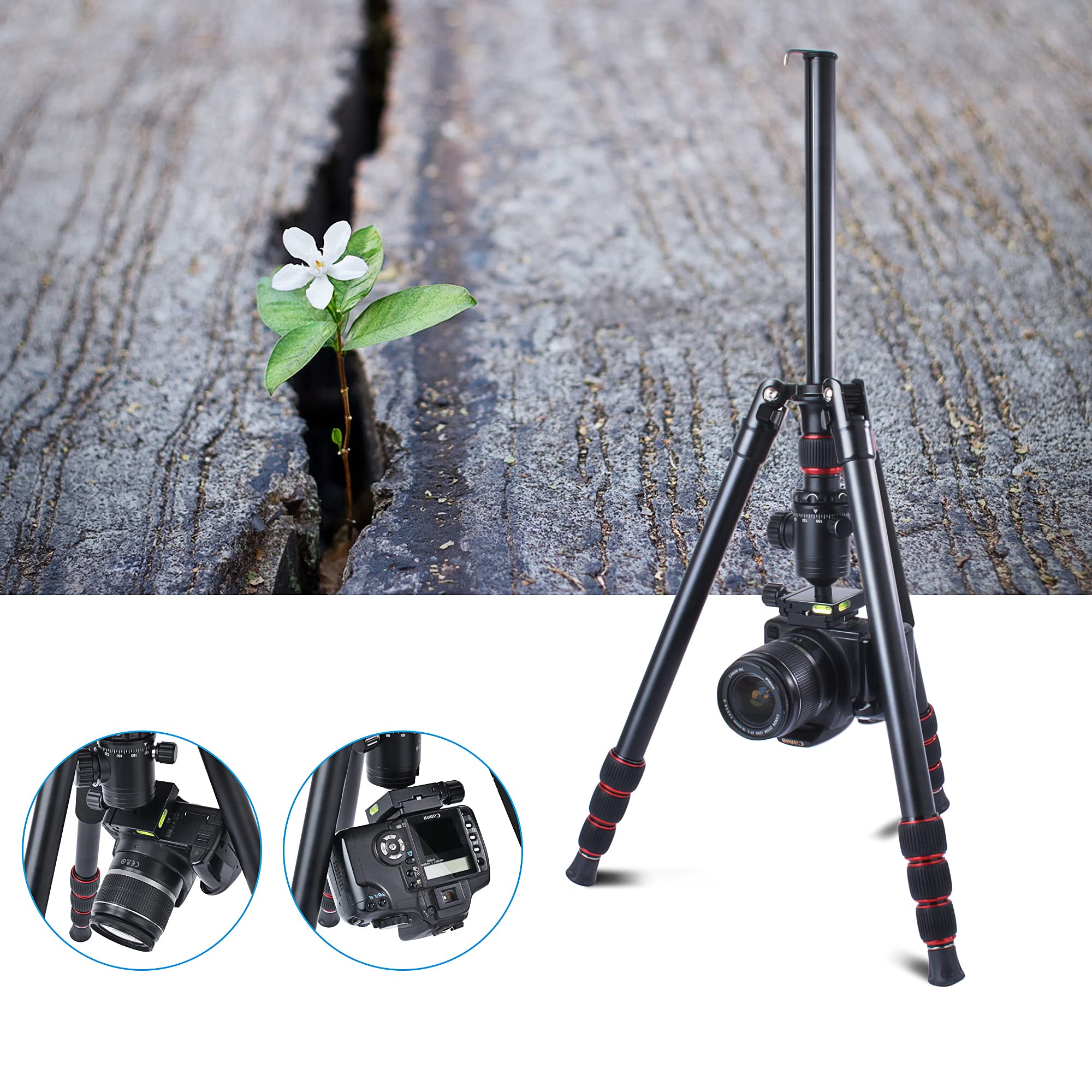 Ruittos Tripod For Camera, 64" Camera Tripod Stand, Dslr Tripods & Monopods, Heavy Duty Travel Tripod For Binoculars Laser Level Spotting Scope Telescope, Professional Complete Tripod Units