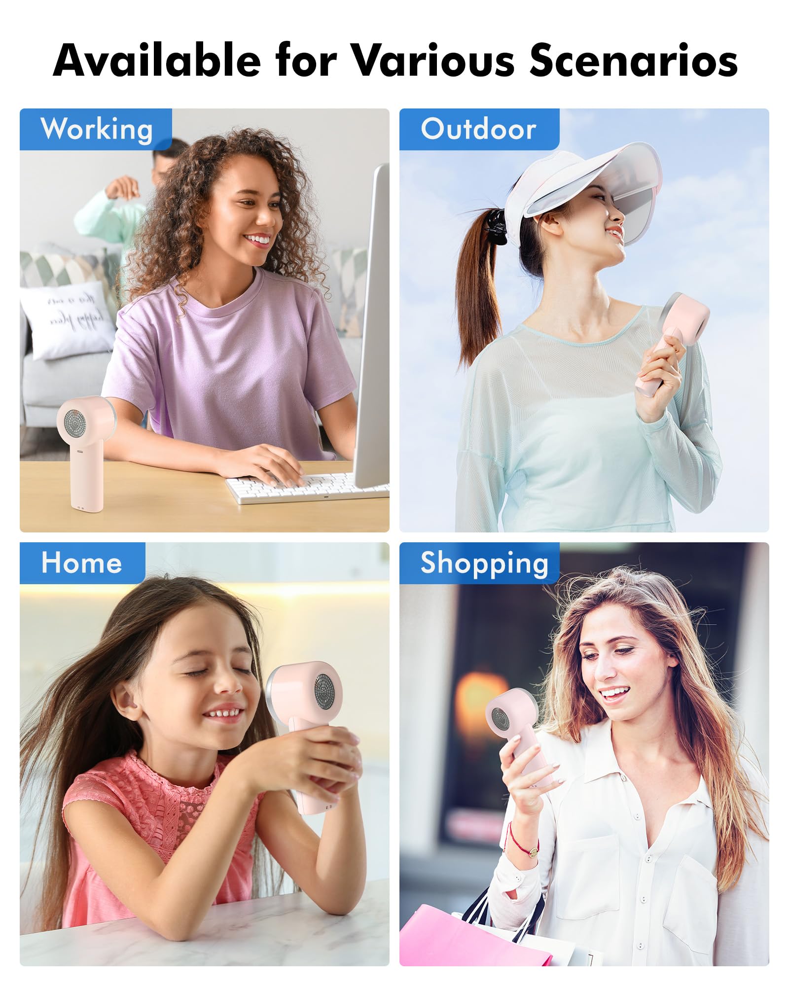 Portable Fan Handheld Mini Fan: High Speed Cooling Fans 10 Hours Battery Life Usb Rechargeable