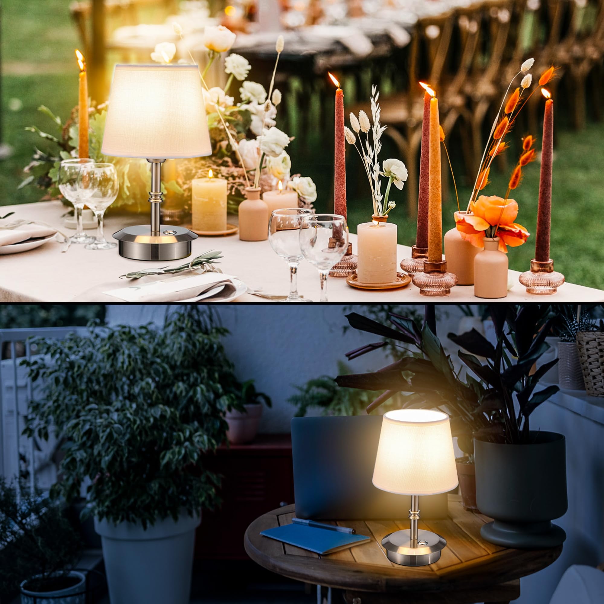 Anxingtools Mini – Cordless Led Table Lamp With Dimmer, Built-In Rechargeable Battery, 3-Level Brightness, Patio Table Lamp, Bedside Night Lamp, Ambient Light For Restaurant (Brushed Nickel)