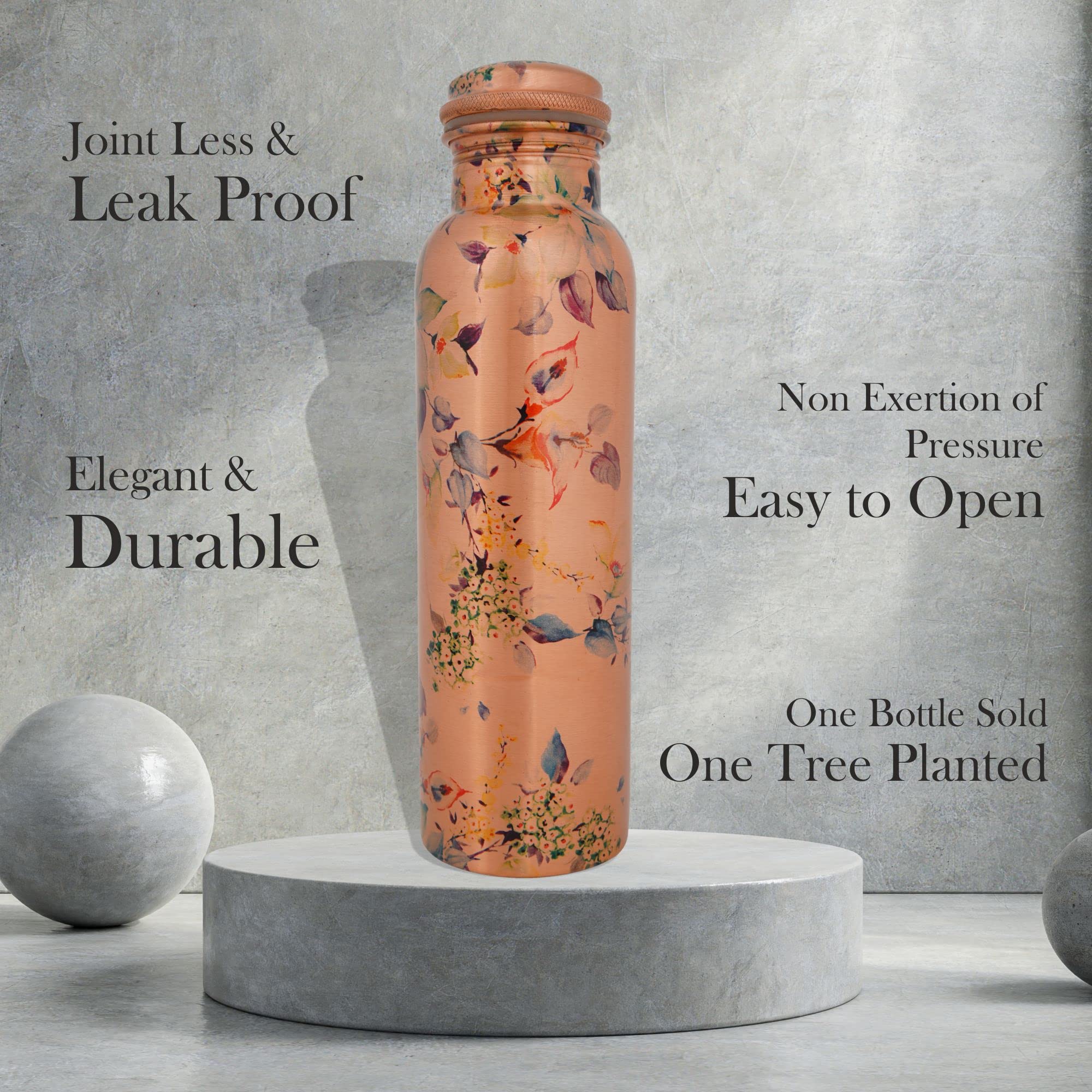 Craft Trade Printed Copper Bottle With Lid And Carry Bag For Drinking Water Leak Proof