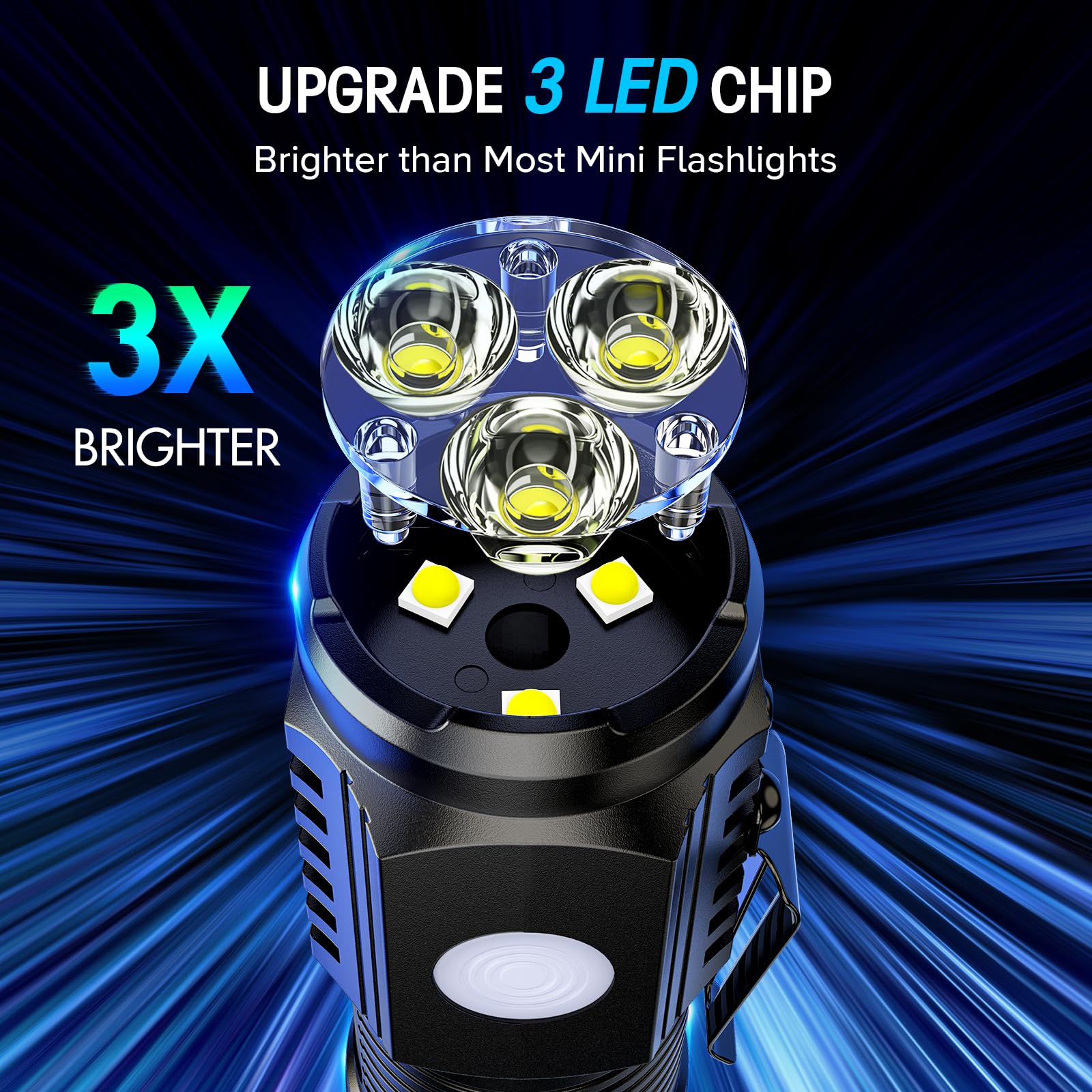 Letmy Rechargeable Mini Flashlights With Magnetic Base, 4 Pack Bright 3 Led Flash Lights, Small Edc Flashlight With Belt Clip, 4 Lighting Modes Portable Rechargeable Flashlights For Camping Home