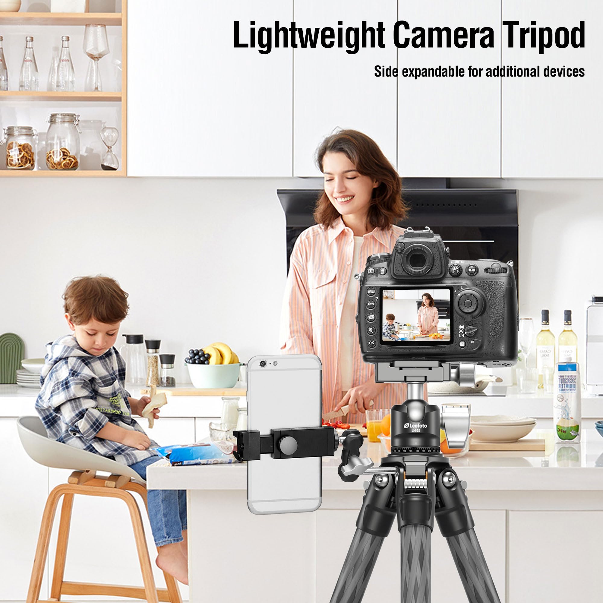 Leofoto 42.2" Carbon Fiber Travel Tripod With 4-Section Leg, Professional Shoot Tripod For Travel/Video/Live Streaming, Max Load 13.23Lb With 1/4"-20 Threaded Accessory Socket (Ls-224Cx)