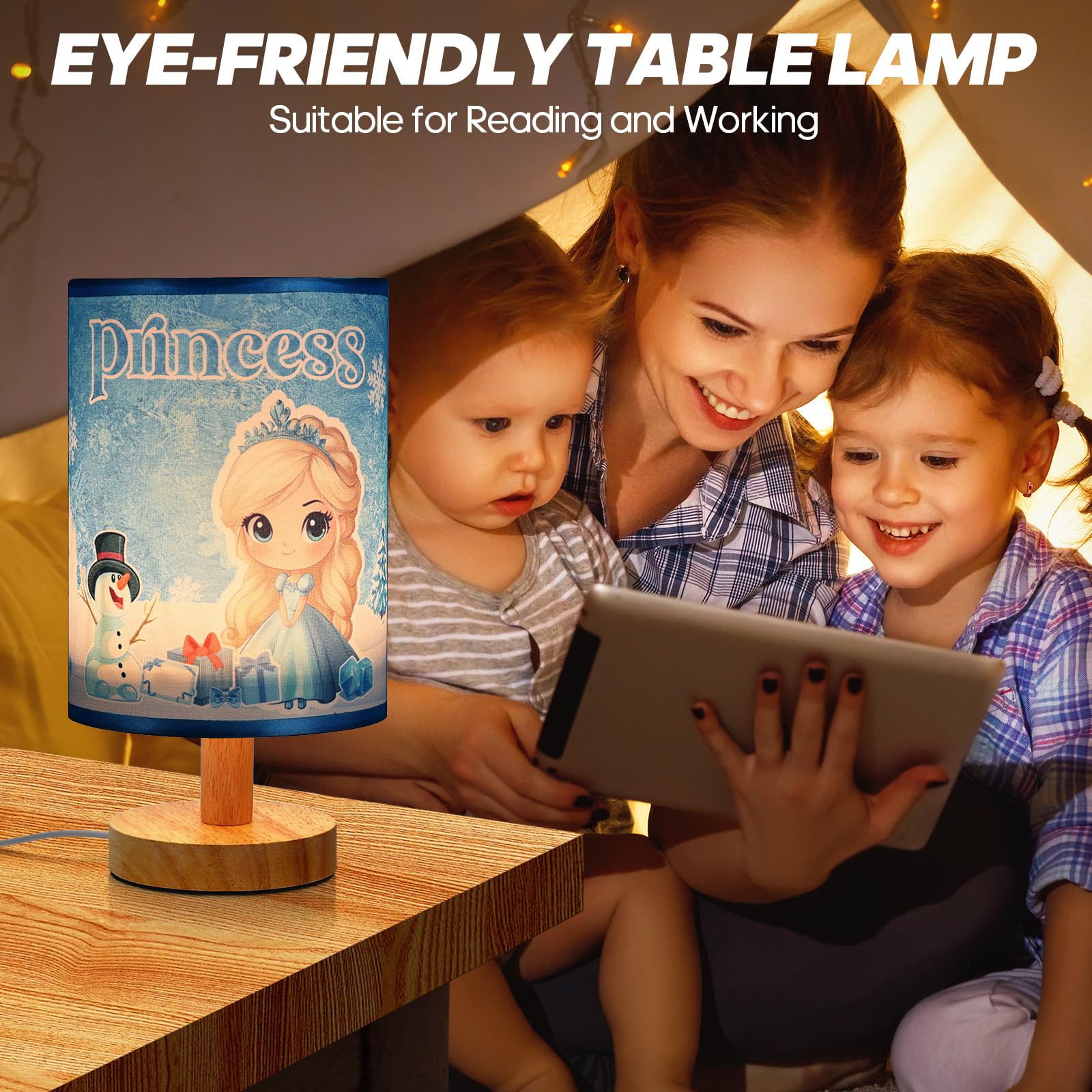 Onxe For Girls, Kids Table Lamp For Bedroom Nightstand, 3 Colors Dimmable Princess Night Light Bedside Lamp For Kids Room Girls Boys Birthday Christmas