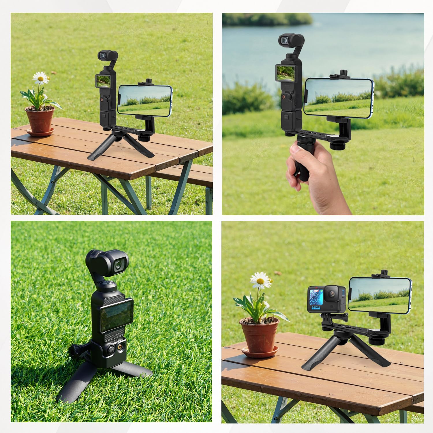 Jodichert For Dji Osmo Pocket 3 Phone Mount, Pocket 3 Phone Holder Mount, Metal Expansion Adapter With Phone Clip Mini Tripod Stand And 1/4” Screw For Dji Osmo Pocket 3 Creator Combo Handle Accessories Kit