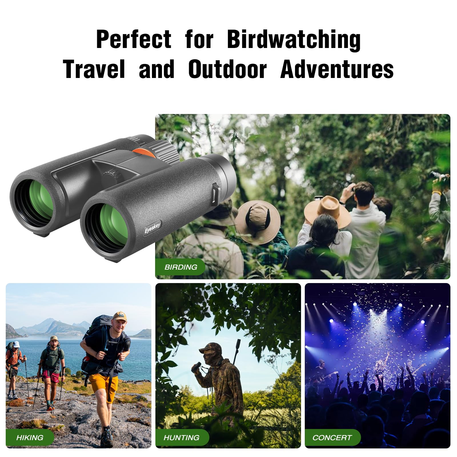 Eyeskey 10X42 Hd Binoculars For Adults High Powered With Low Light Night Vision – Lightweight Waterproof Binoculars With Smartphone Adapter For Hunting, Bird Watching, Stargazing & Outdoor Travel