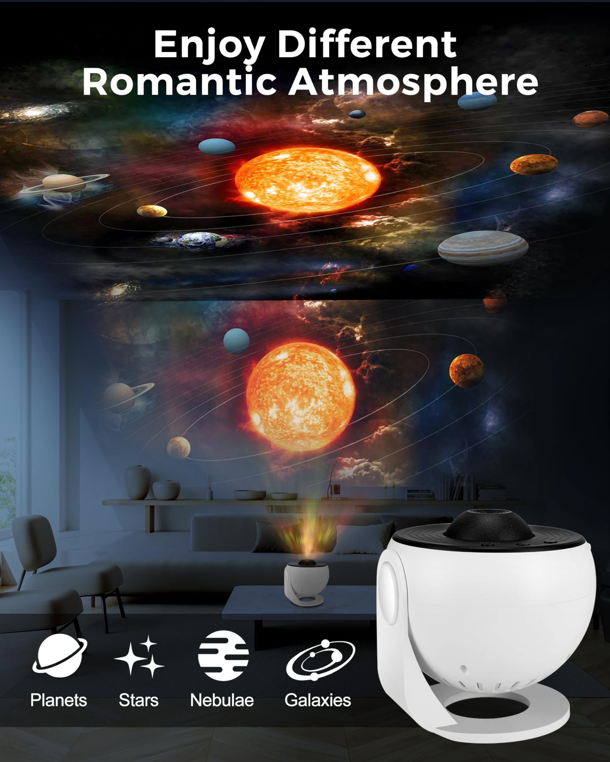 Flewken Planetarium Projector For Bedroom - 13 In 1 Star Galaxy Light - Nebula Night Light Milky Way Projector With Timer, Led Space Galaxy Lamp Room Decor For Adults Kids