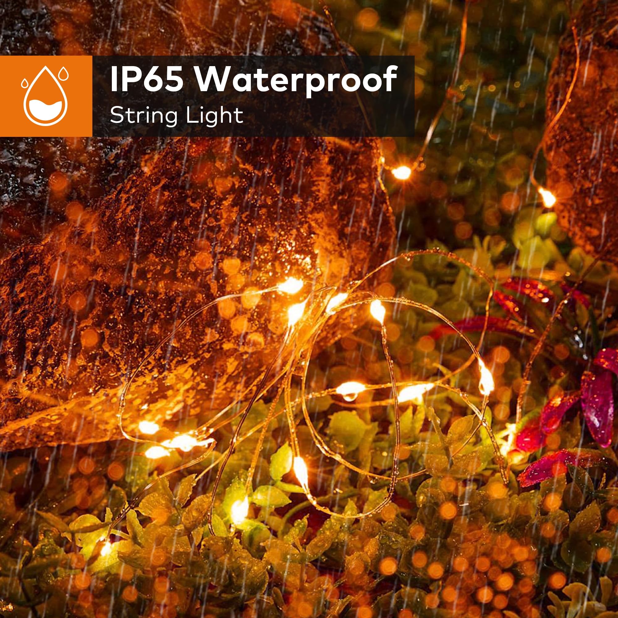 Ohlux 3 Pack Solar String Lights Outdoor, Orange Total 99Ft 300Led Solar Powered Waterproof Fairy Lights, 8 Modes Christmas Lights For Garden Christmas Patio Tree Wedding Decor